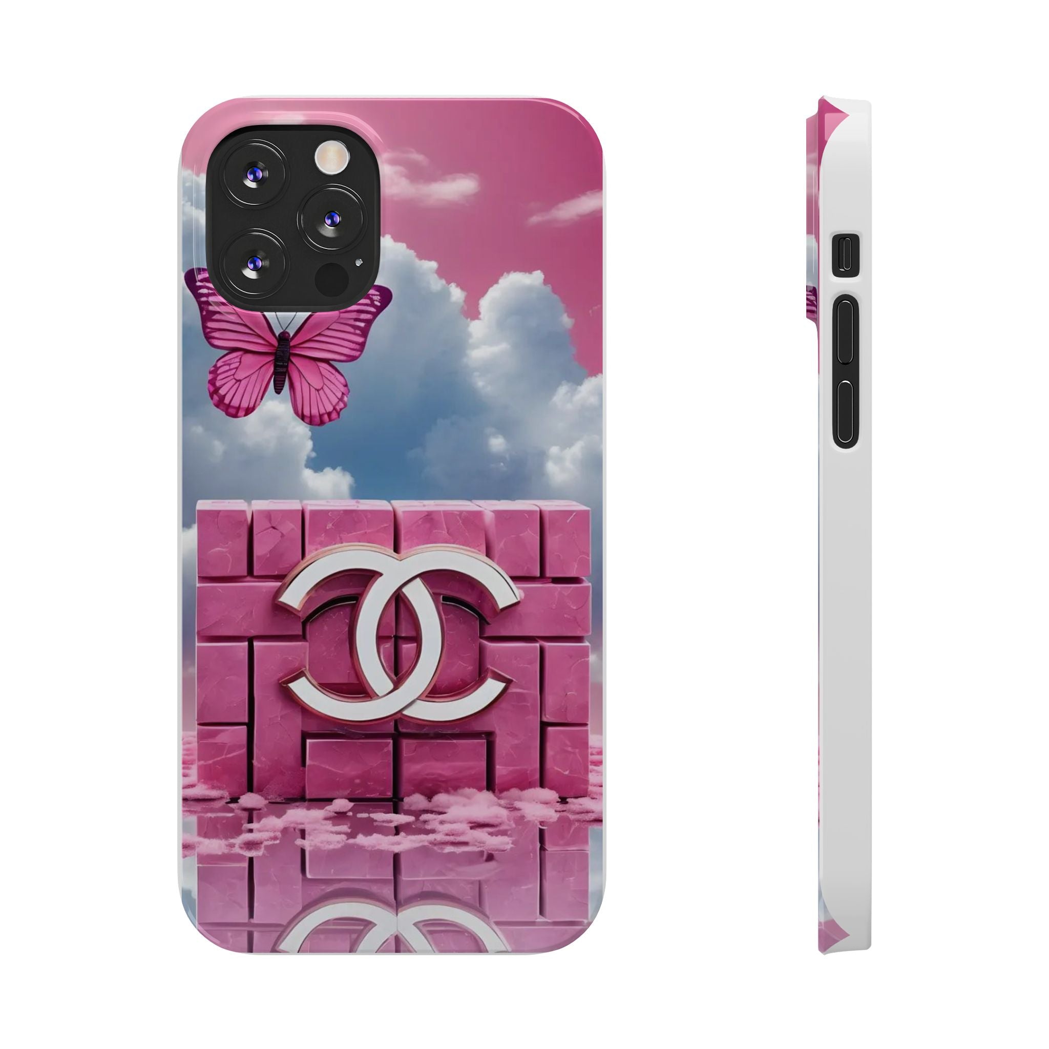 Pink Butterfly Luxe Slim Phone Case — Cloud Sky & Logo Design