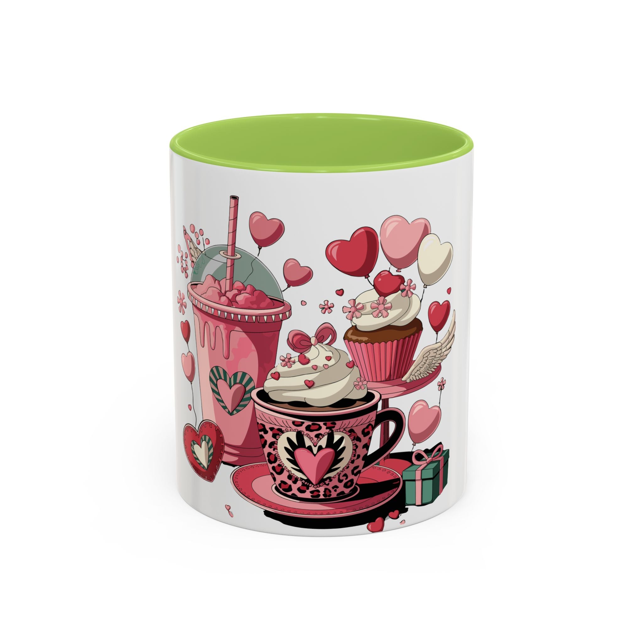 Valentine Dessert Love Accent Coffee Mug — Heart Cupcakes & Sweets 11/15oz