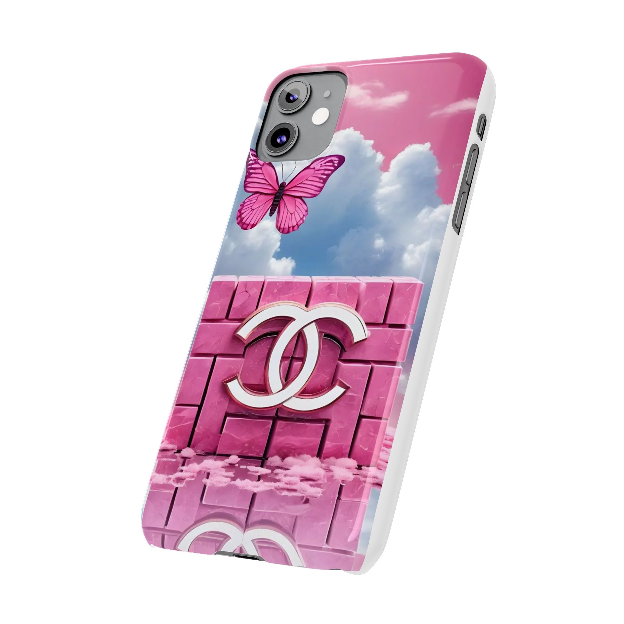 Pink Butterfly Luxe Slim Phone Case — Cloud Sky & Logo Design