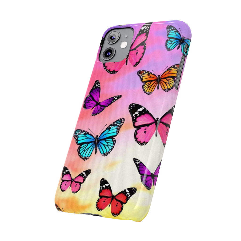 Butterfly Dream Slim Phone Case — Pastel Gradient Floral Wings Design