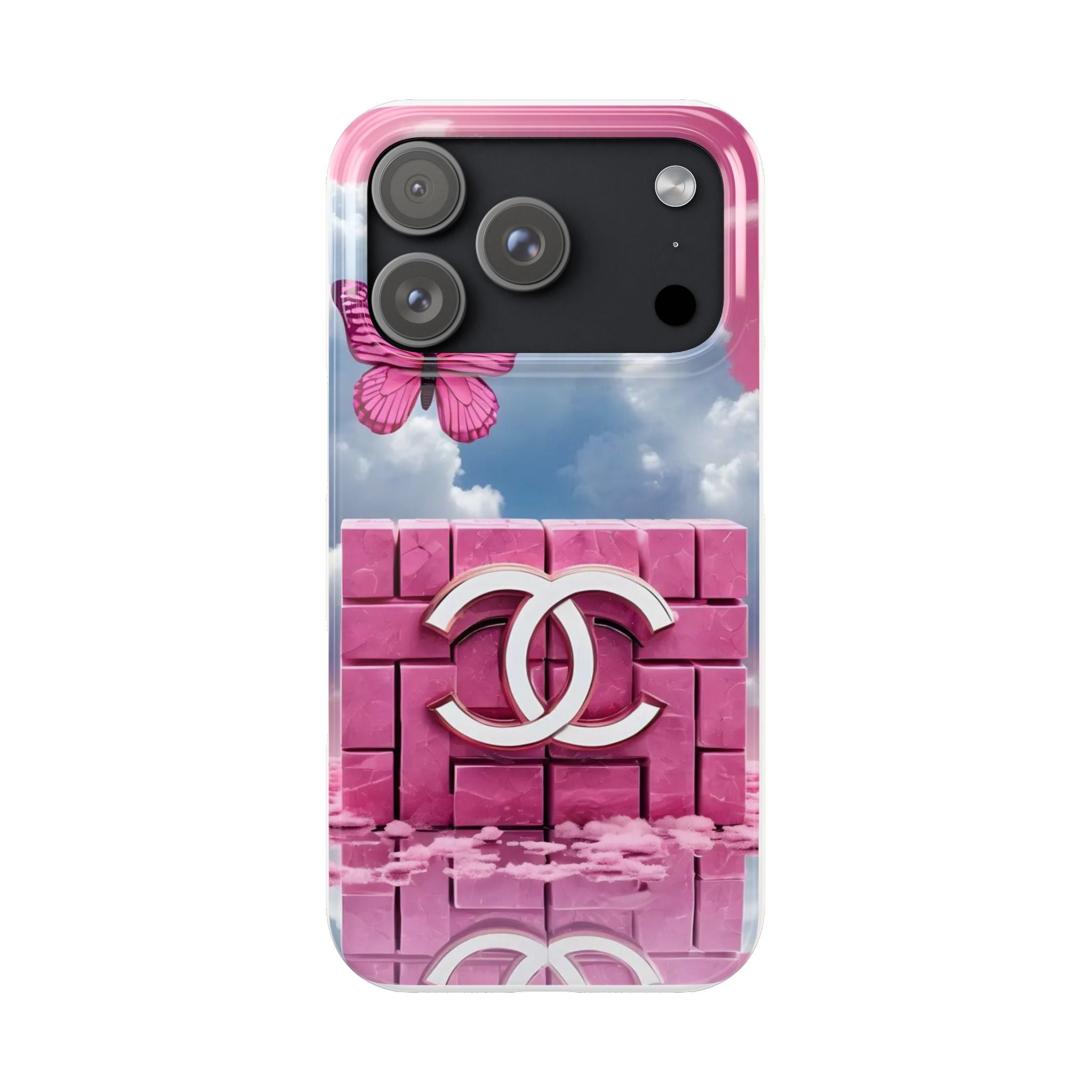 Pink Butterfly Luxe Slim Phone Case — Cloud Sky & Logo Design