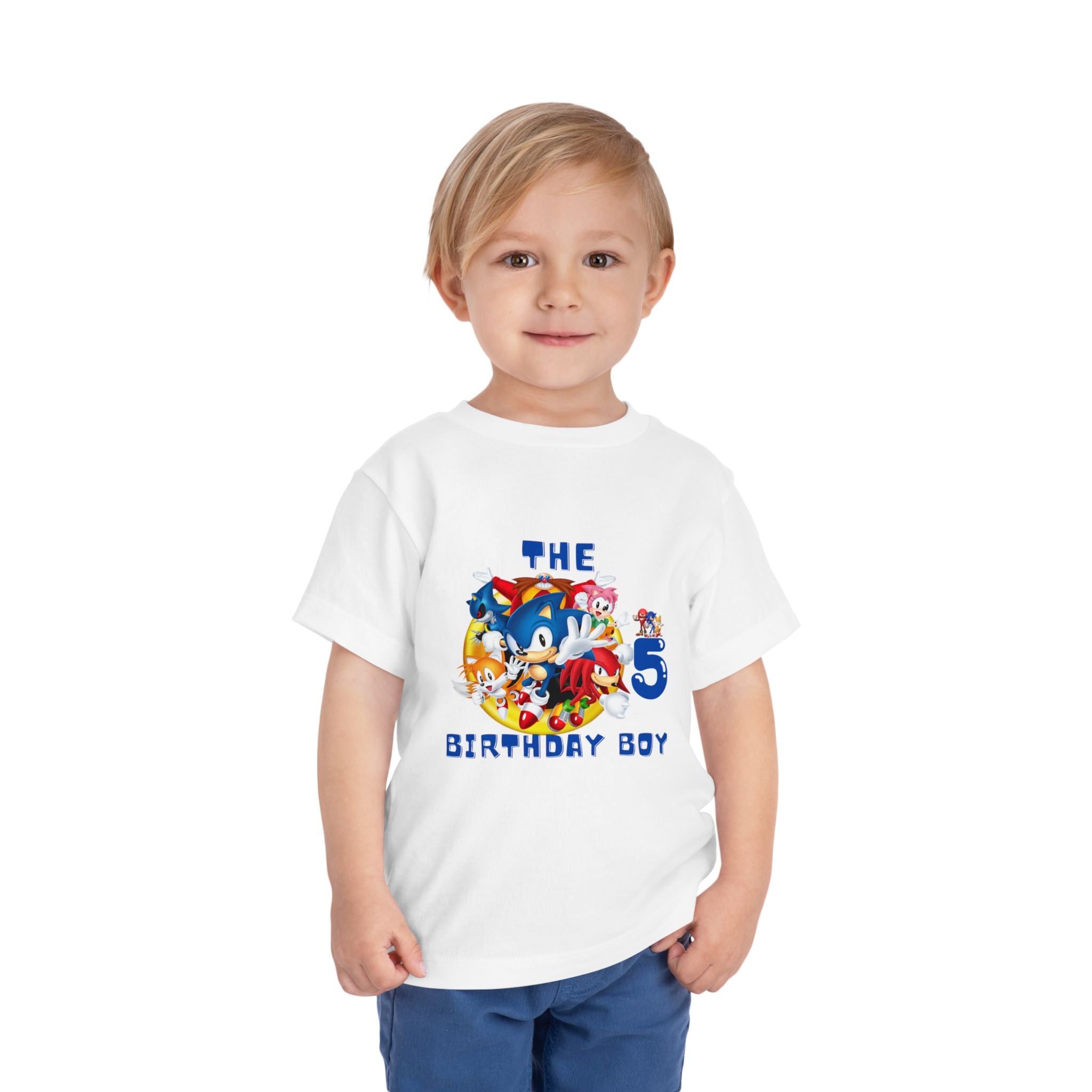 Personalized the Birthday Boy 5 Toddler Tee — Sonic Party Shirt