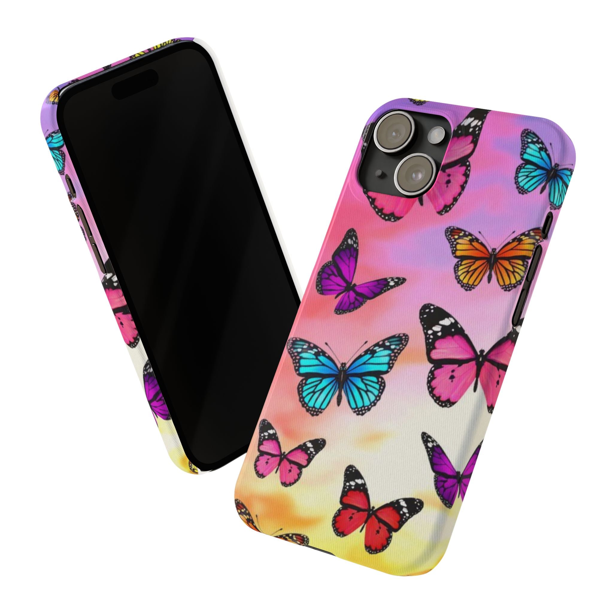 Butterfly Dream Slim Phone Case — Pastel Gradient Floral Wings Design