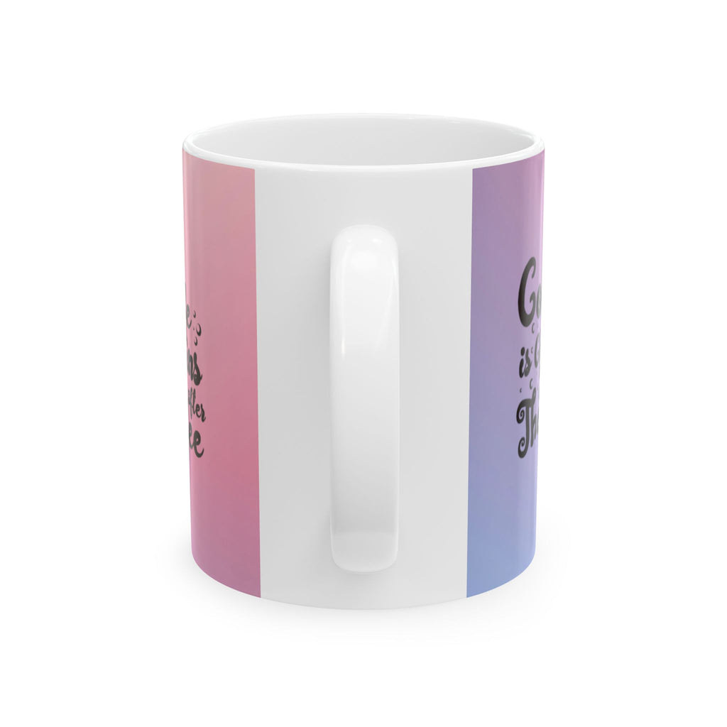 Coffee Is Cheaper Than Therapy Ceramic Mug — Pink Lavender Gradient Coffee Cup (11oz & 15oz)
