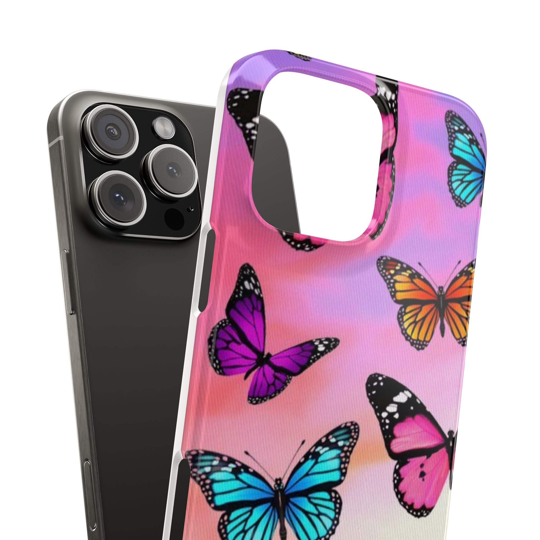 Butterfly Dream Slim Phone Case — Pastel Gradient Floral Wings Design