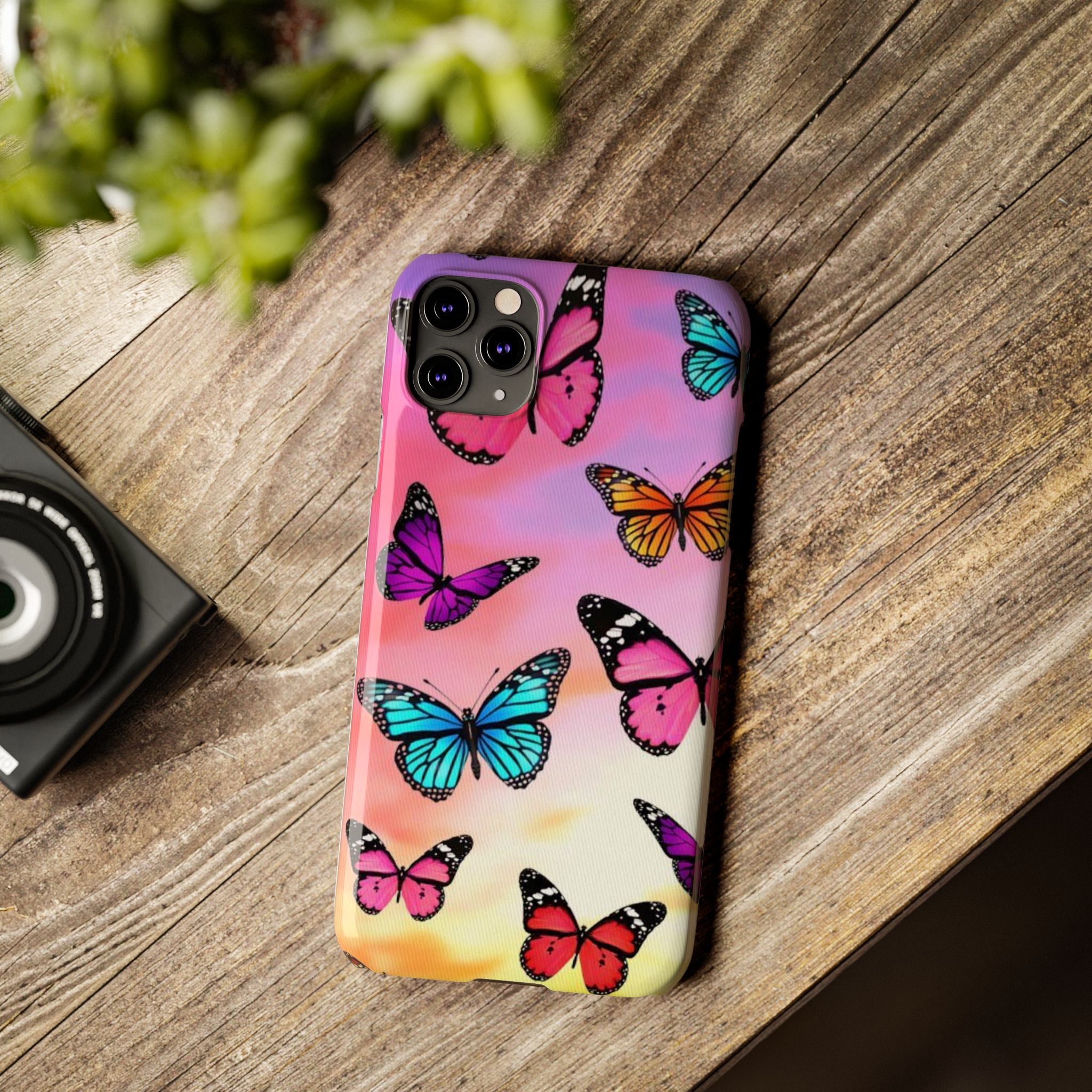Butterfly Dream Slim Phone Case — Pastel Gradient Floral Wings Design