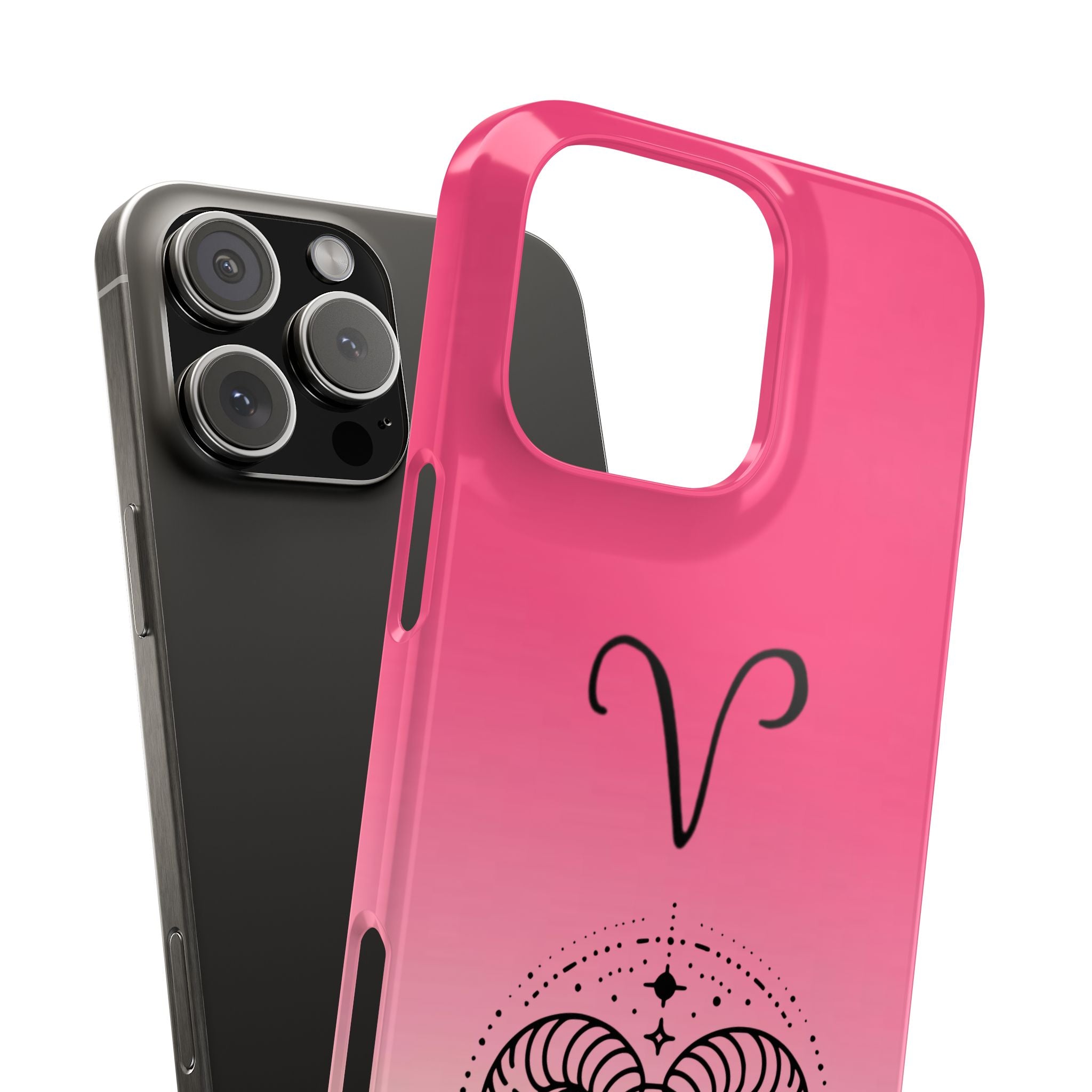 Aries Zodiac Slim Phone Case - Pink Gradient Ram Horoscope Design