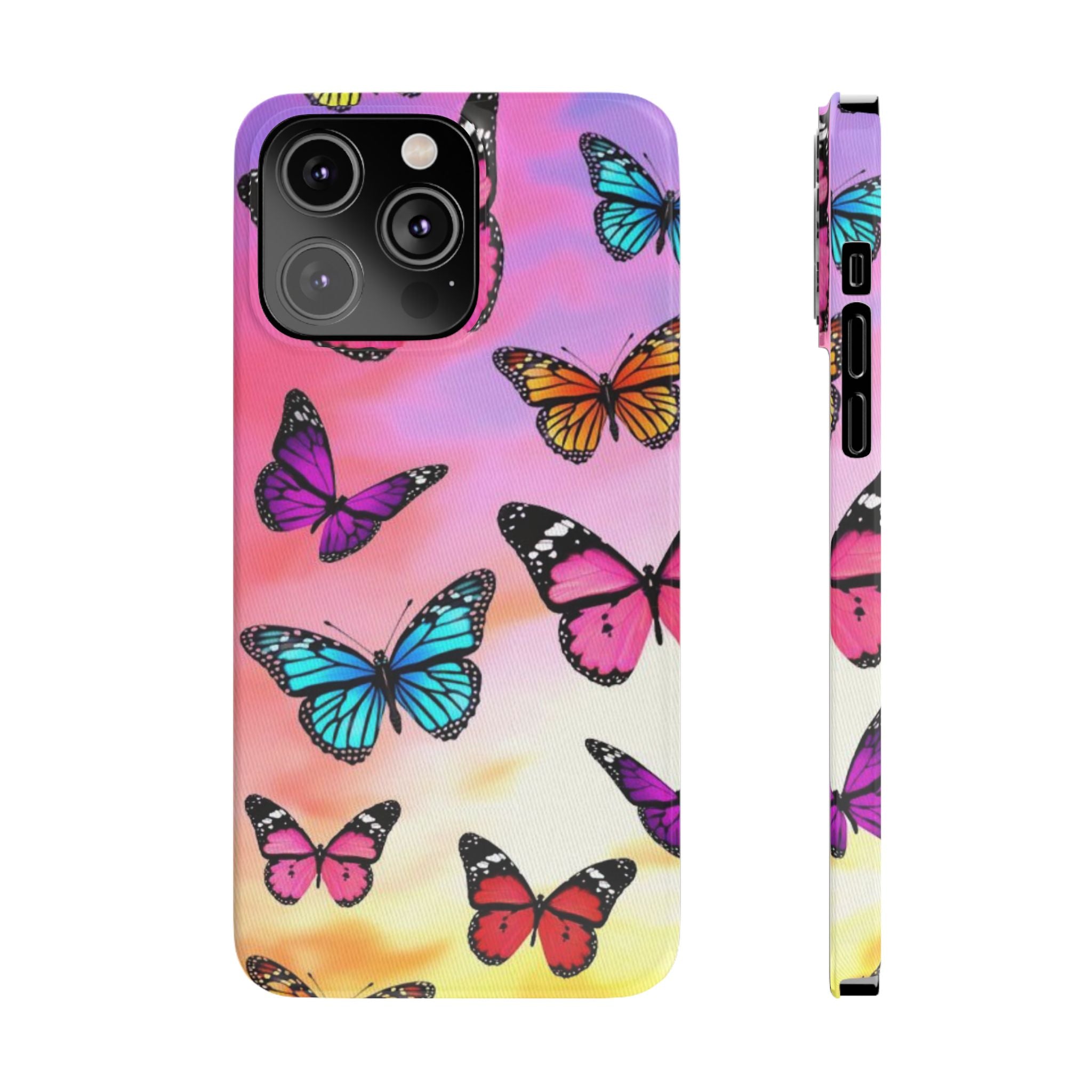 Butterfly Dream Slim Phone Case — Pastel Gradient Floral Wings Design