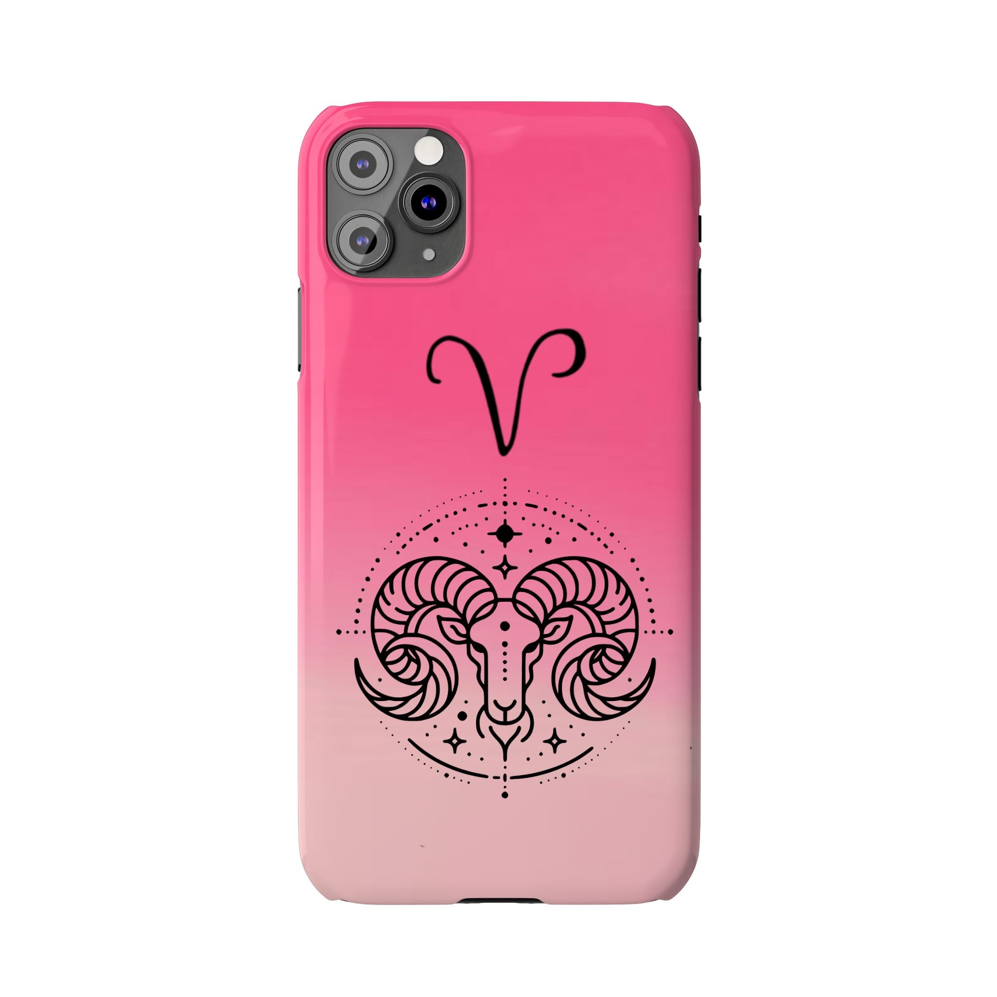 Aries Zodiac Slim Phone Case - Pink Gradient Ram Horoscope Design