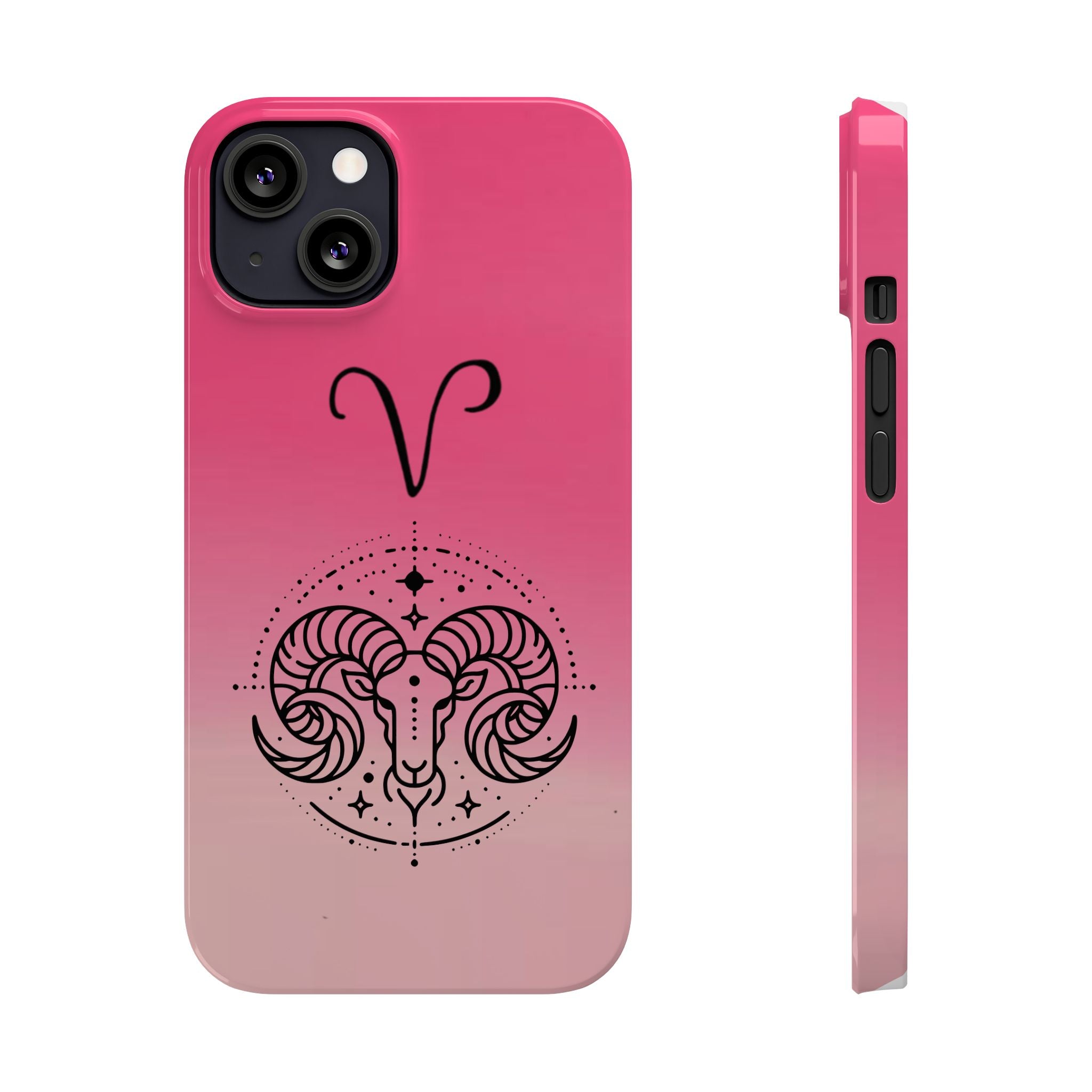 Aries Zodiac Slim Phone Case - Pink Gradient Ram Horoscope Design