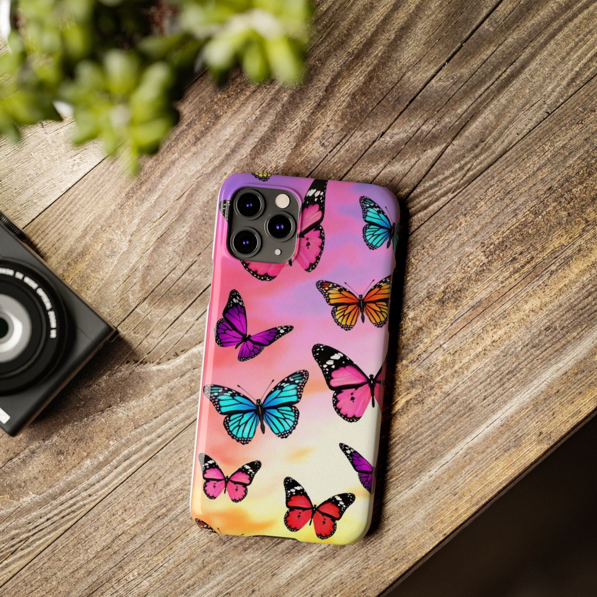 Butterfly Dream Slim Phone Case — Pastel Gradient Floral Wings Design