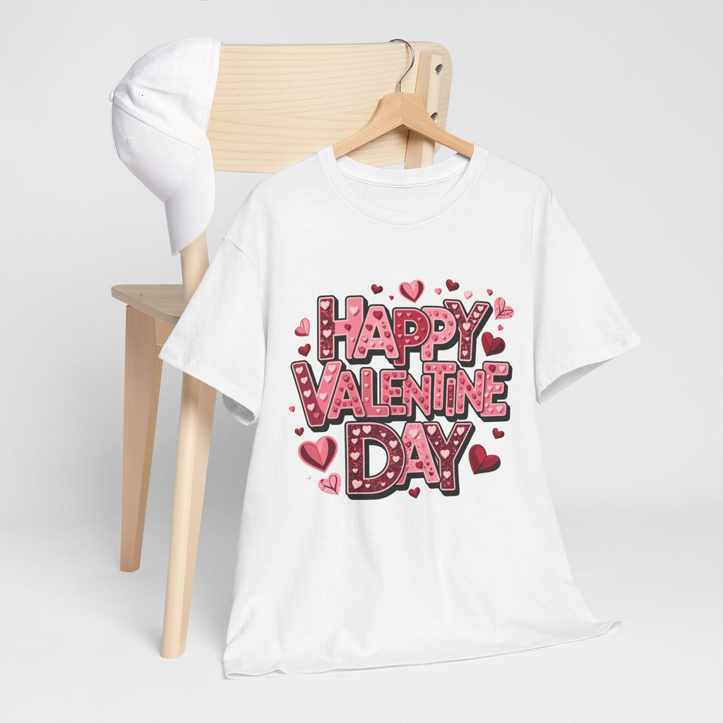 Valentine's Day Tee — 'Happy Valentine Day' Heart Graphic Shirt