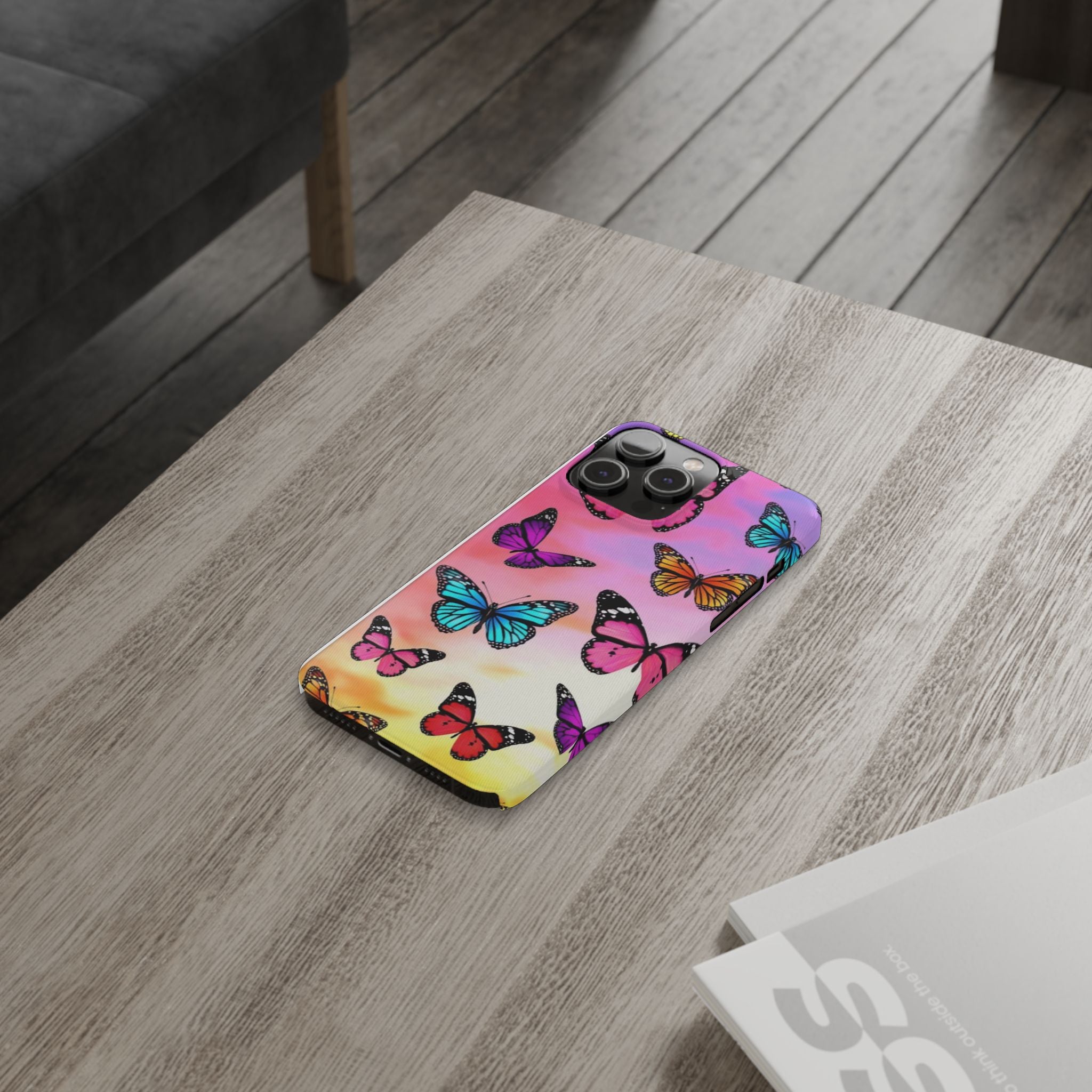 Butterfly Dream Slim Phone Case — Pastel Gradient Floral Wings Design