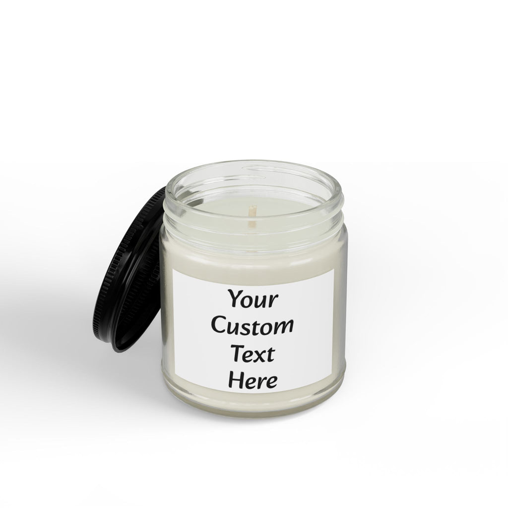 Custom Text Amber Jar Soy Candle 4oz 9oz | Black Lid, Personalized Label