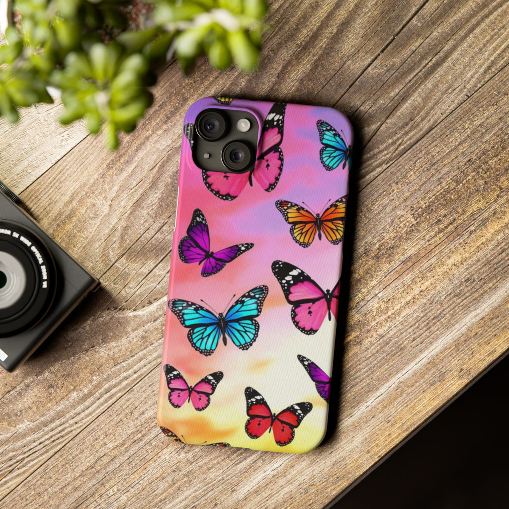 Butterfly Dream Slim Phone Case — Pastel Gradient Floral Wings Design
