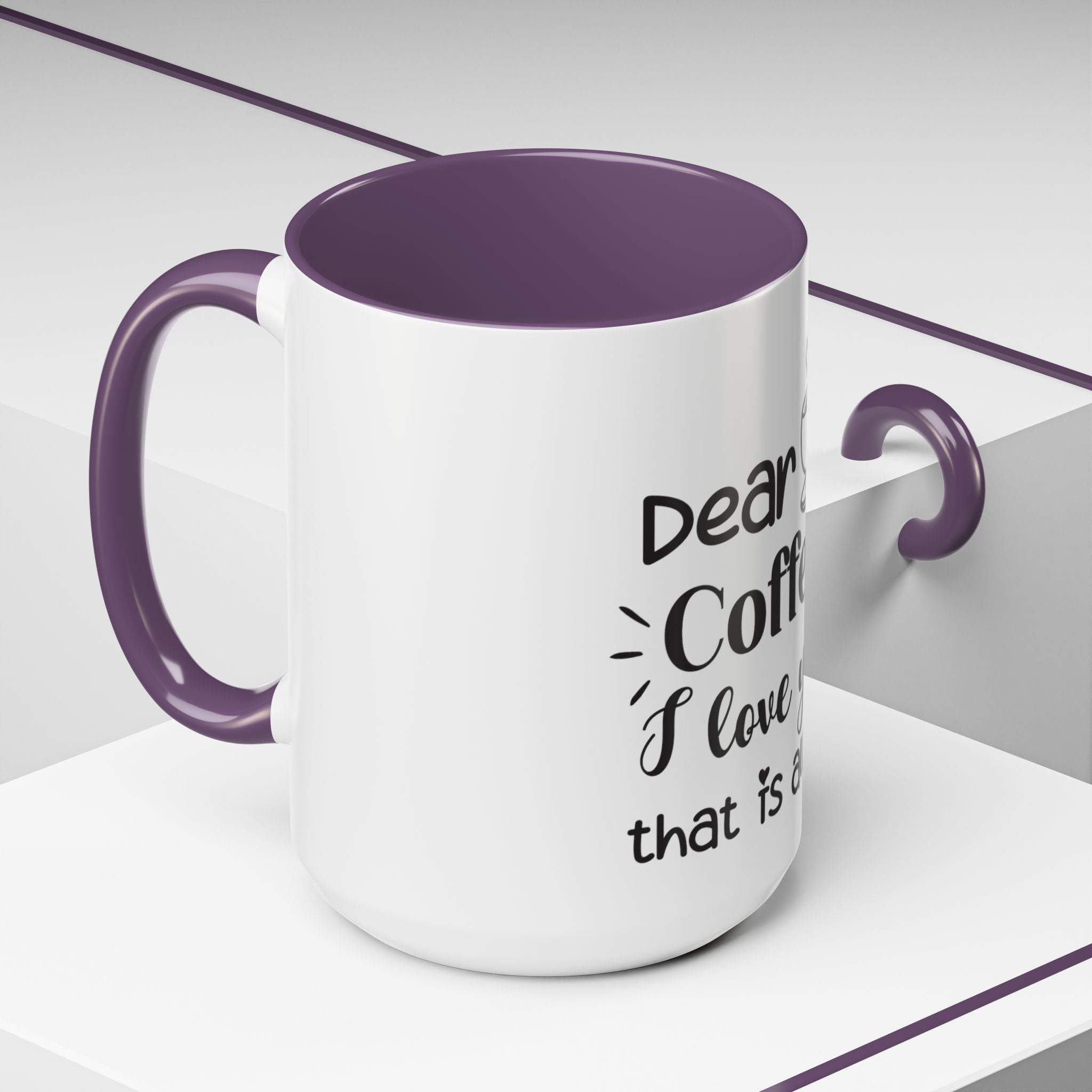 Coffee Mug — "Dear Coffee, I Love You" Accent Ceramic Mug (11/15oz)