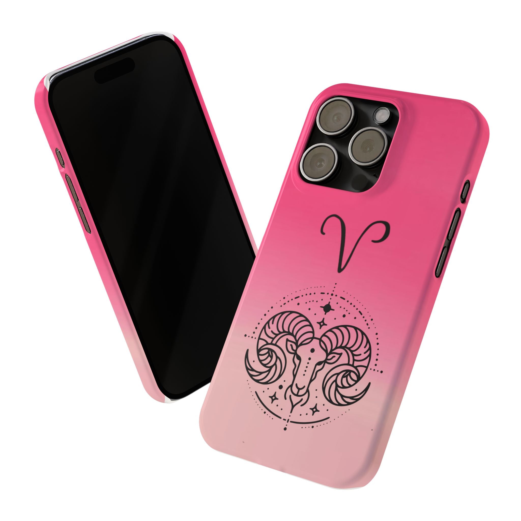Aries Zodiac Slim Phone Case - Pink Gradient Ram Horoscope Design