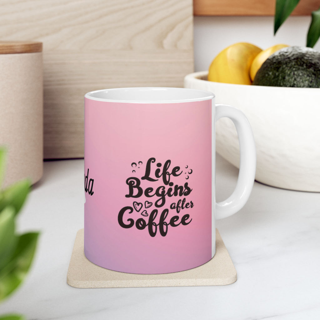 Coffee Is Cheaper Than Therapy Ceramic Mug — Pink Lavender Gradient Coffee Cup (11oz & 15oz)