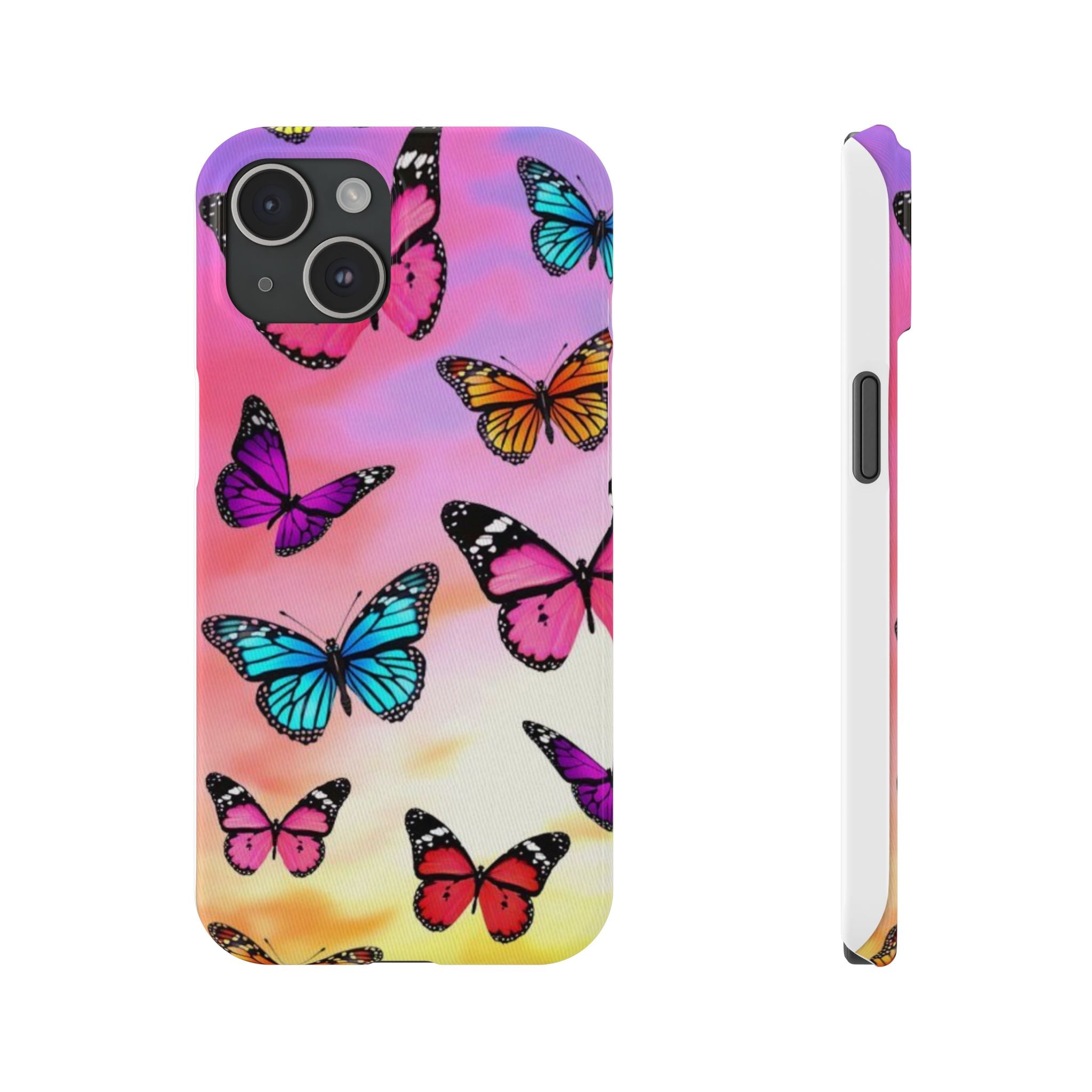 Butterfly Dream Slim Phone Case — Pastel Gradient Floral Wings Design