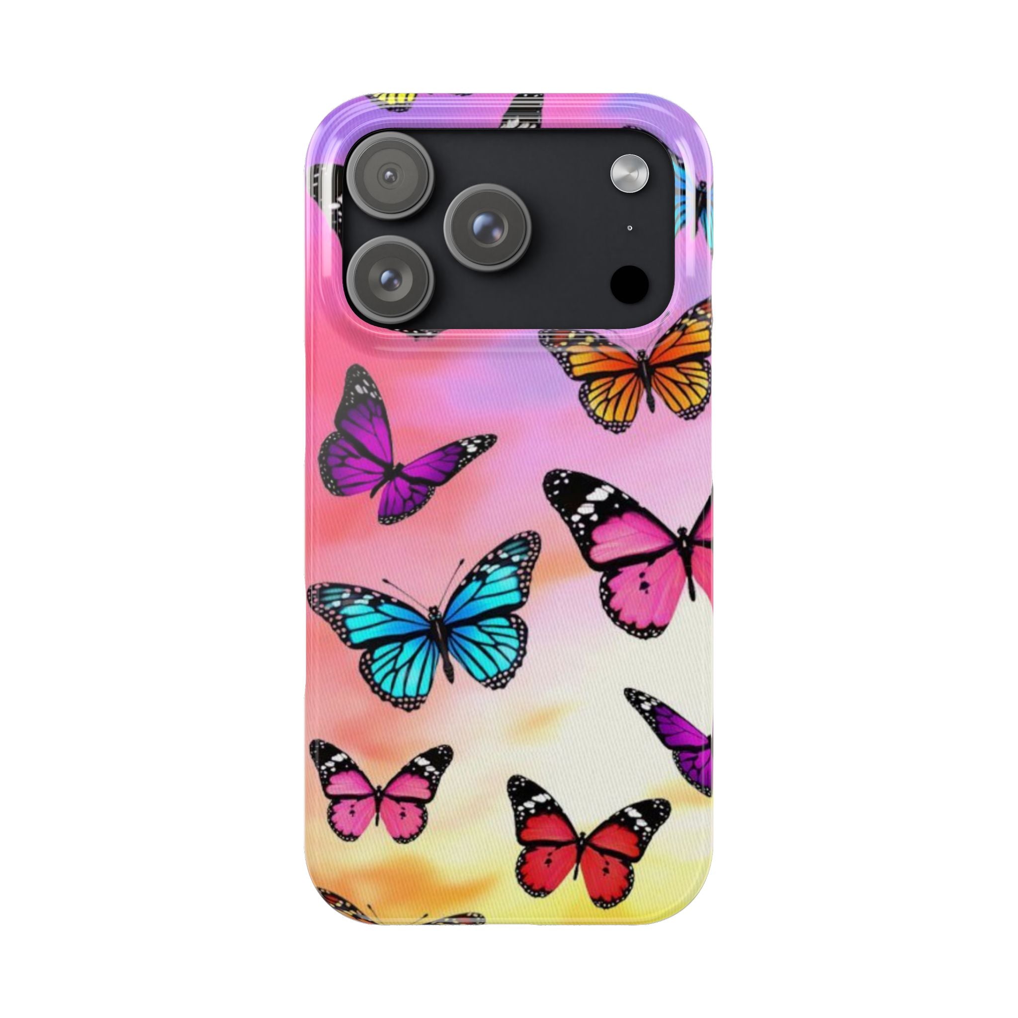 Butterfly Dream Slim Phone Case — Pastel Gradient Floral Wings Design