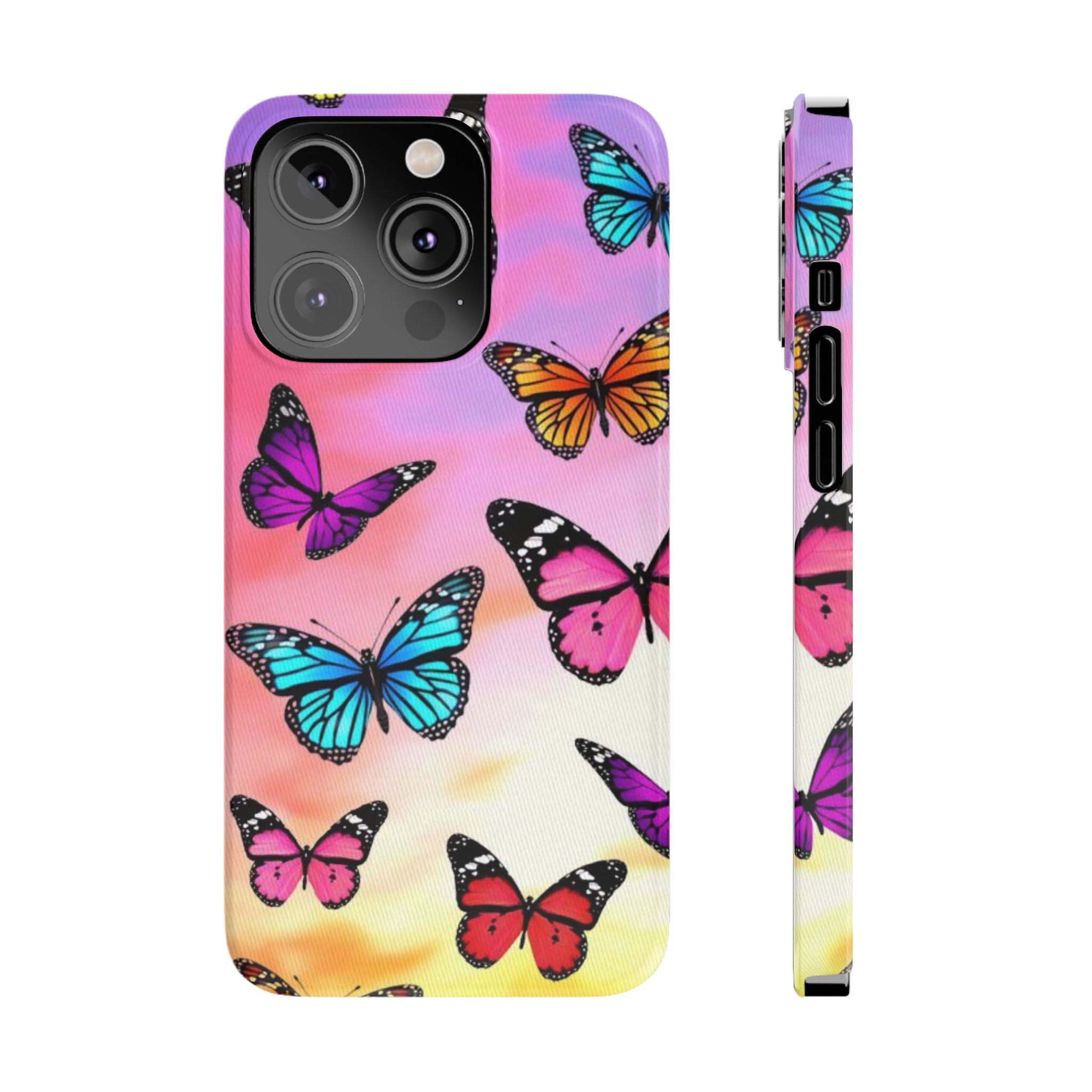 Butterfly Dream Slim Phone Case — Pastel Gradient Floral Wings Design