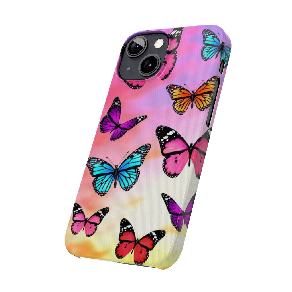 Butterfly Dream Slim Phone Case — Pastel Gradient Floral Wings Design