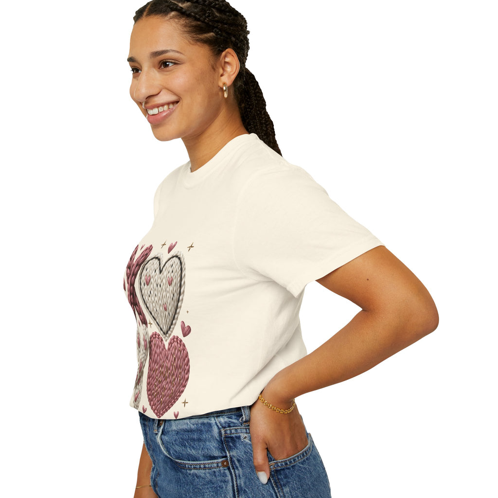 Knit XOXO Hearts T-Shirt — Cozy Valentine’s Day Love Tee