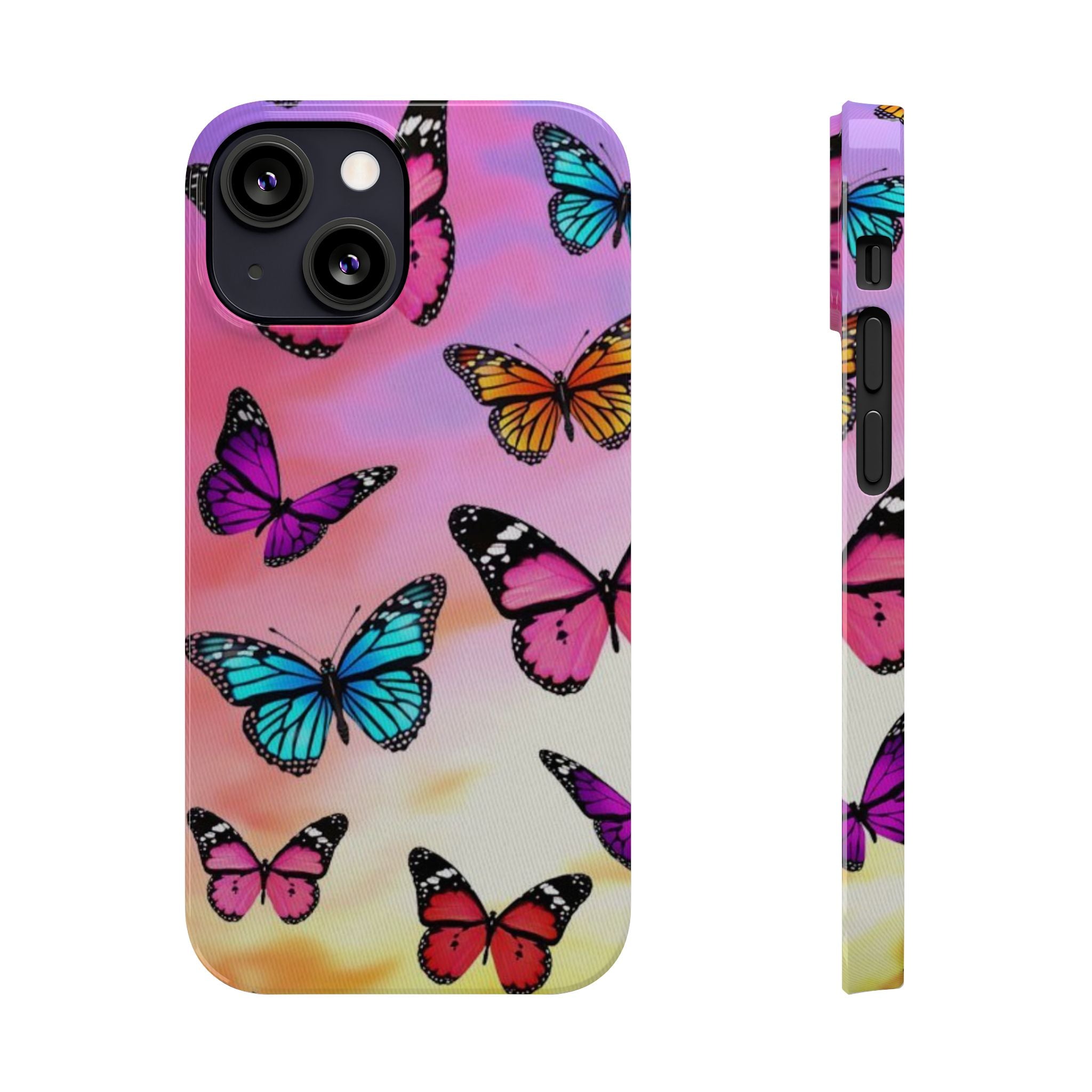 Butterfly Dream Slim Phone Case — Pastel Gradient Floral Wings Design