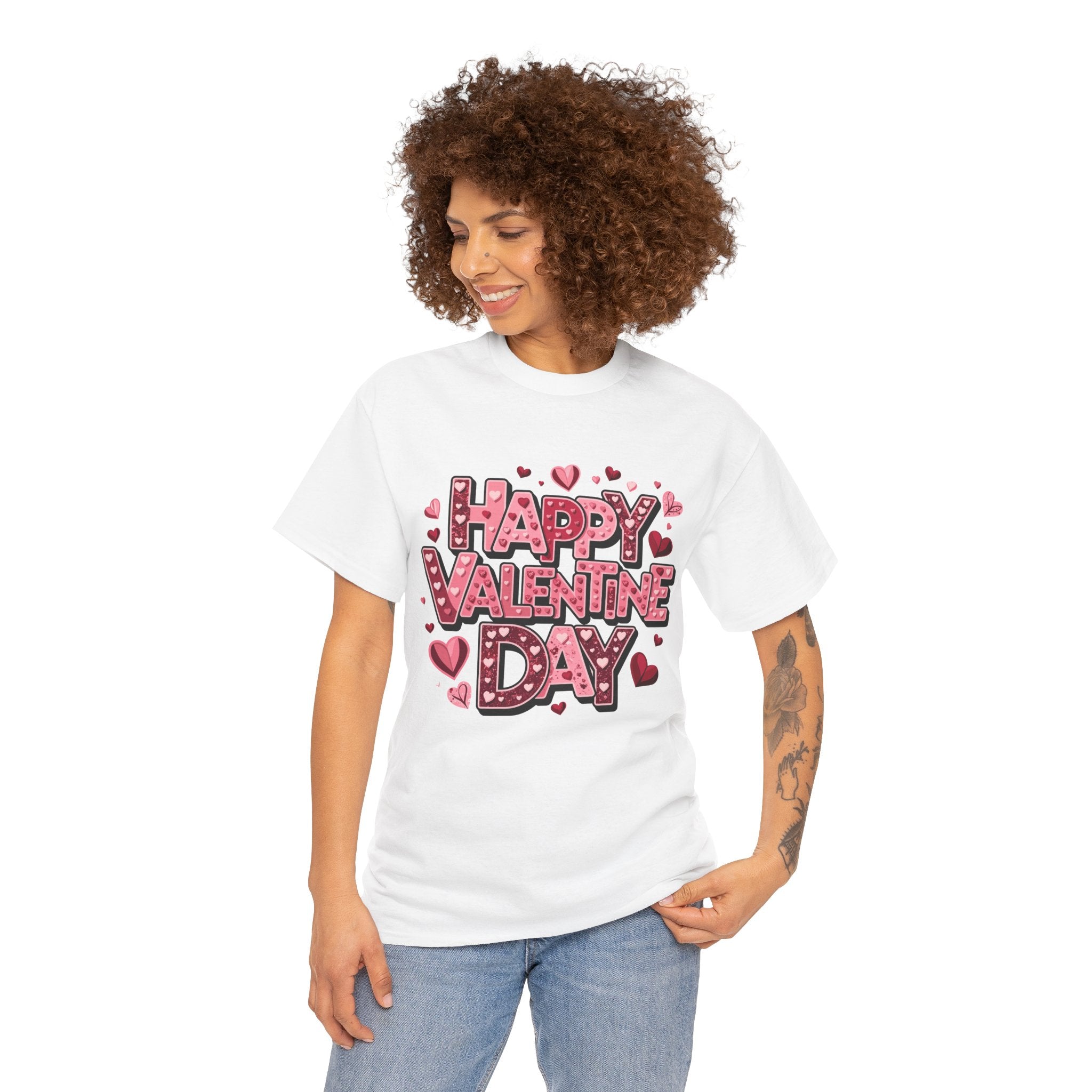 Valentine's Day Tee — 'Happy Valentine Day' Heart Graphic Shirt