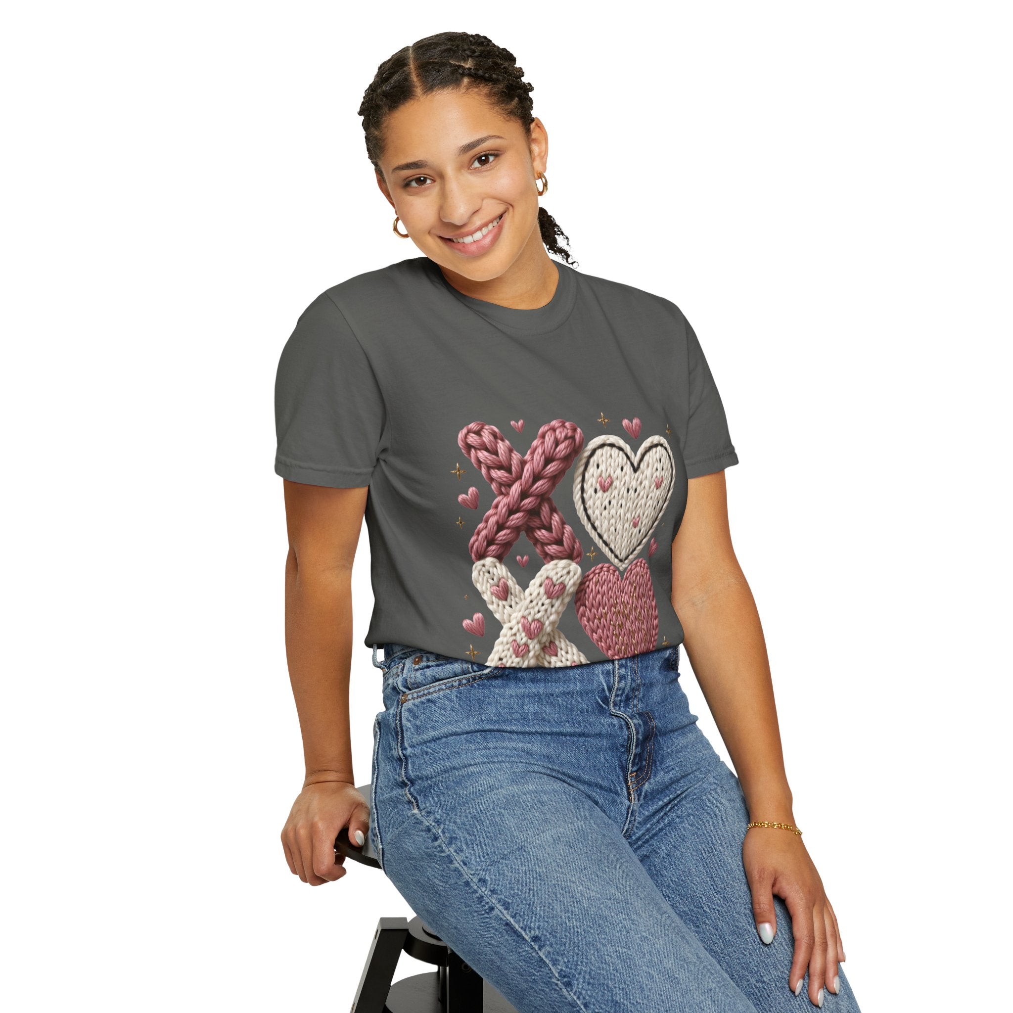 Knit XOXO Hearts T-Shirt — Cozy Valentine’s Day Love Tee