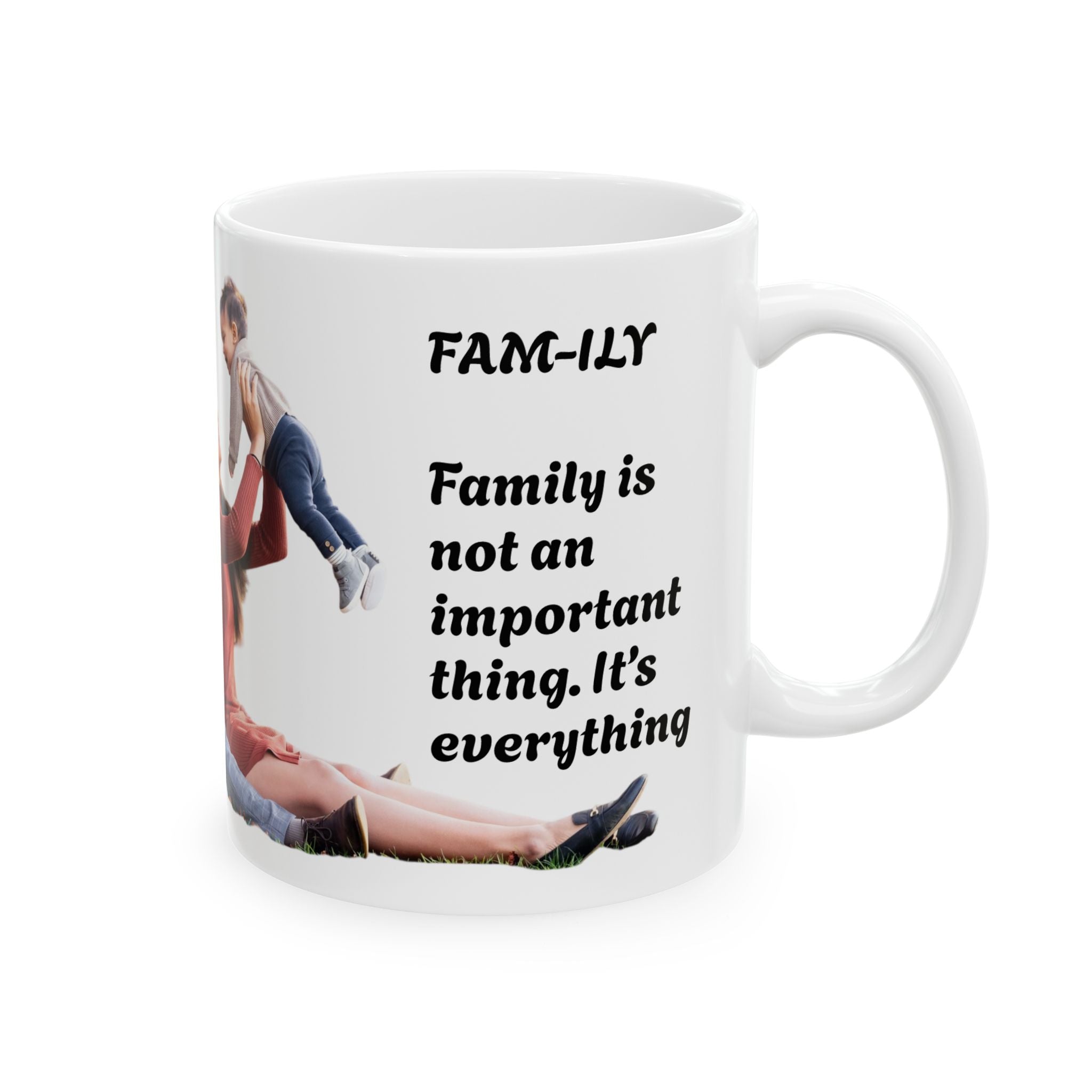 Family Photo Ceramic Mug - Personalized Photo Coffee Cup with Heart Accent (11oz, 15oz)