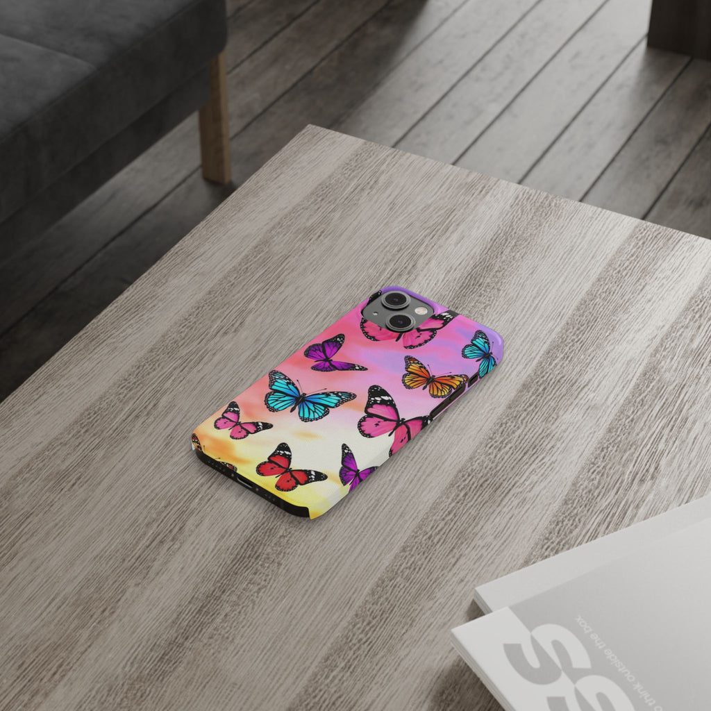 Butterfly Dream Slim Phone Case — Pastel Gradient Floral Wings Design