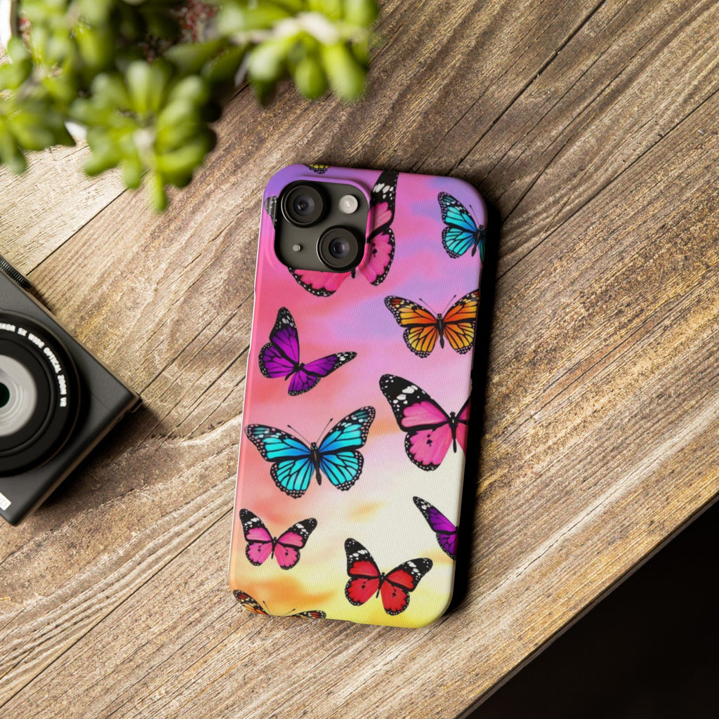 Butterfly Dream Slim Phone Case — Pastel Gradient Floral Wings Design