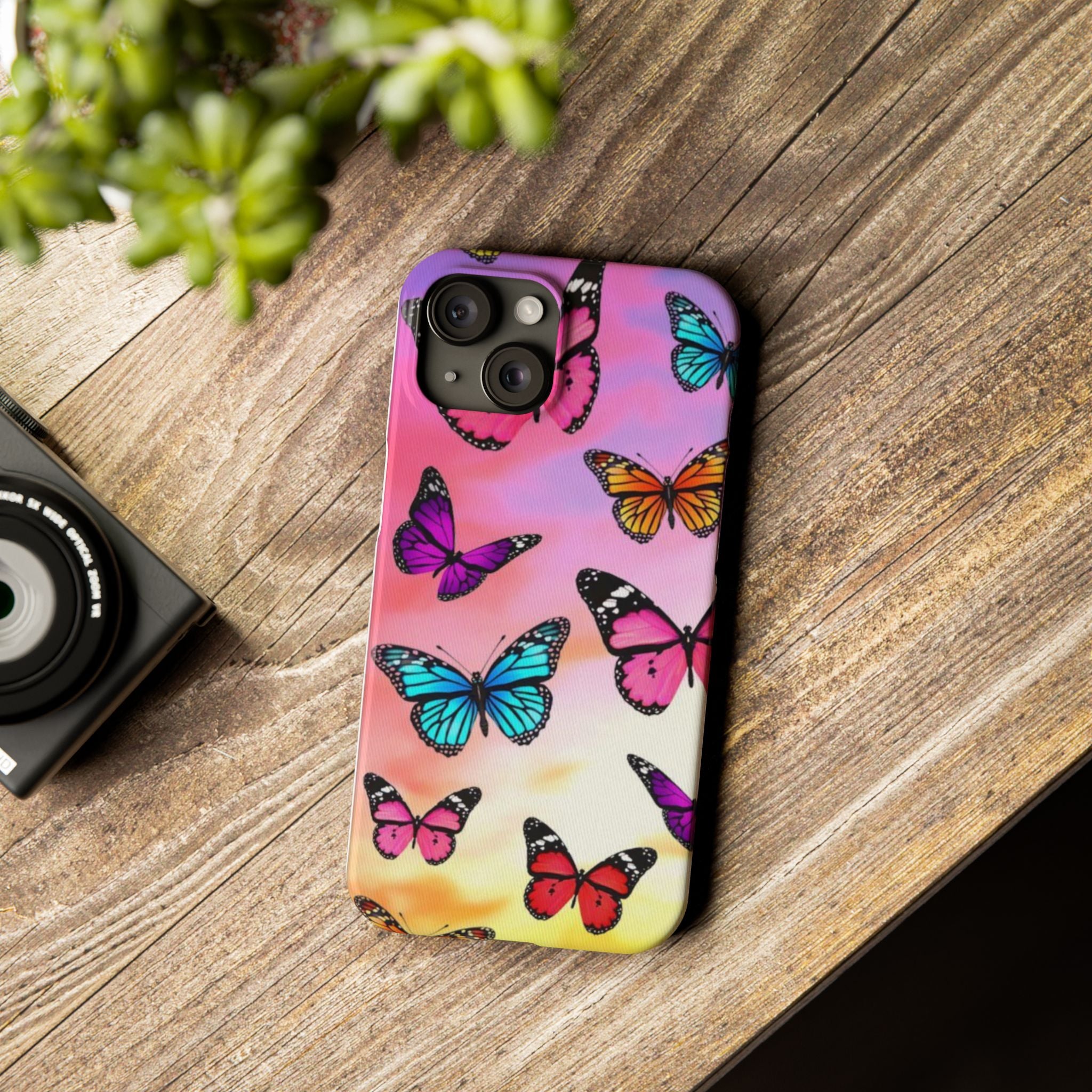 Butterfly Dream Slim Phone Case — Pastel Gradient Floral Wings Design
