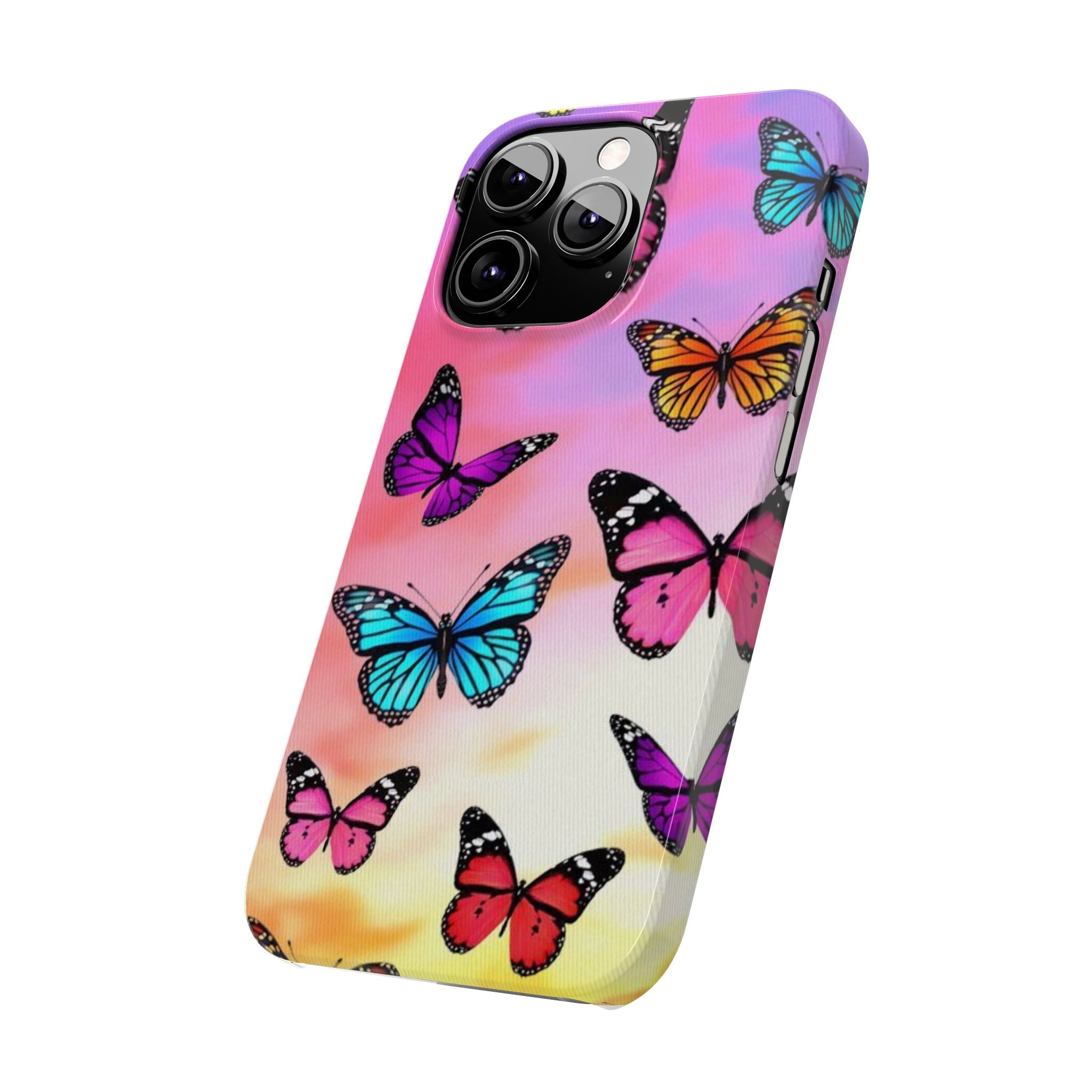 Butterfly Dream Slim Phone Case — Pastel Gradient Floral Wings Design