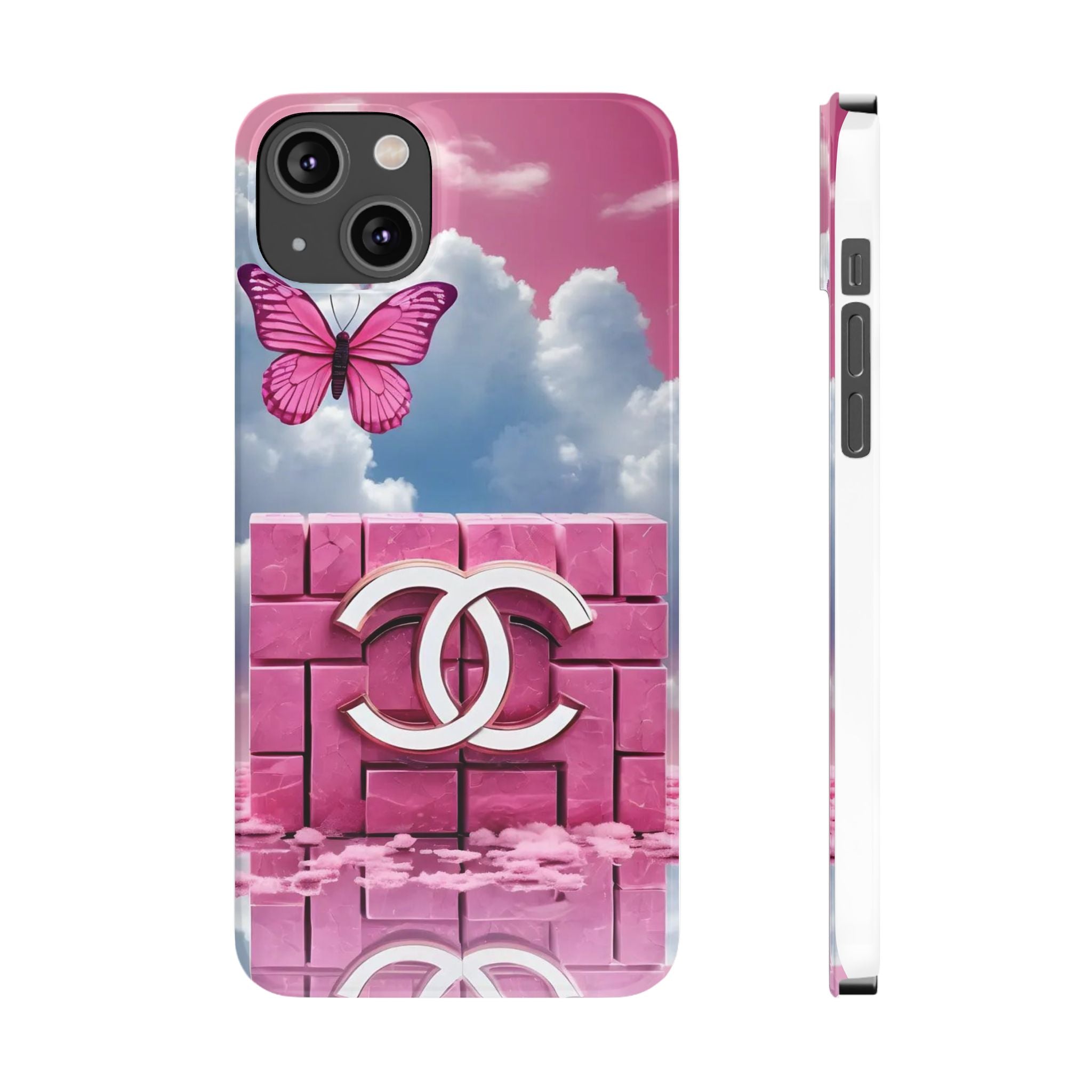 Pink Butterfly Luxe Slim Phone Case — Cloud Sky & Logo Design