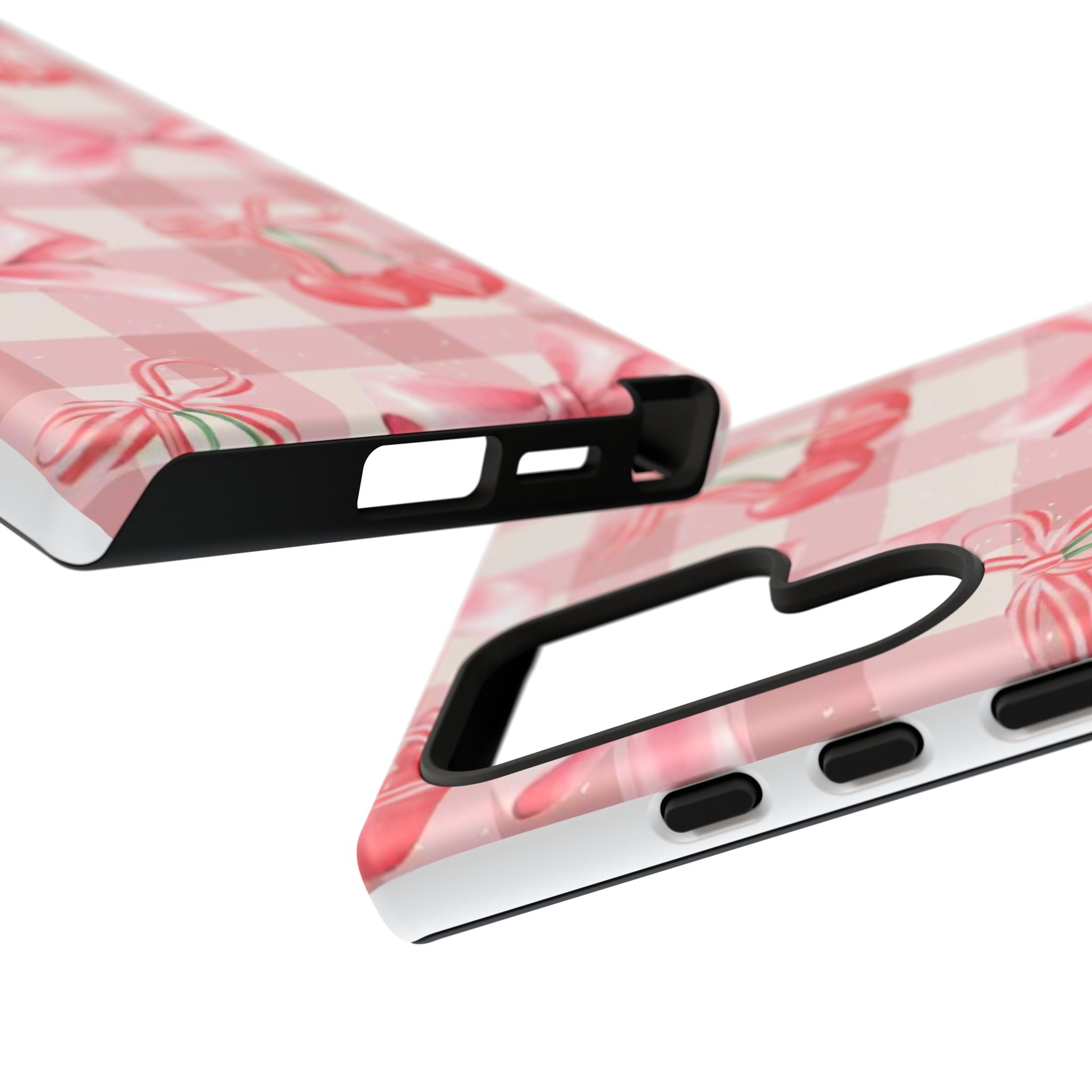 Pink Cherry Bow Phone Case — Cute Gingham Cherry Pattern