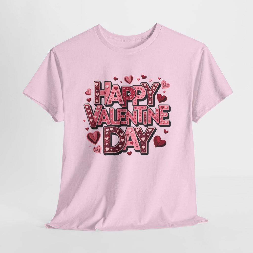 Valentine's Day Tee — 'Happy Valentine Day' Heart Graphic Shirt