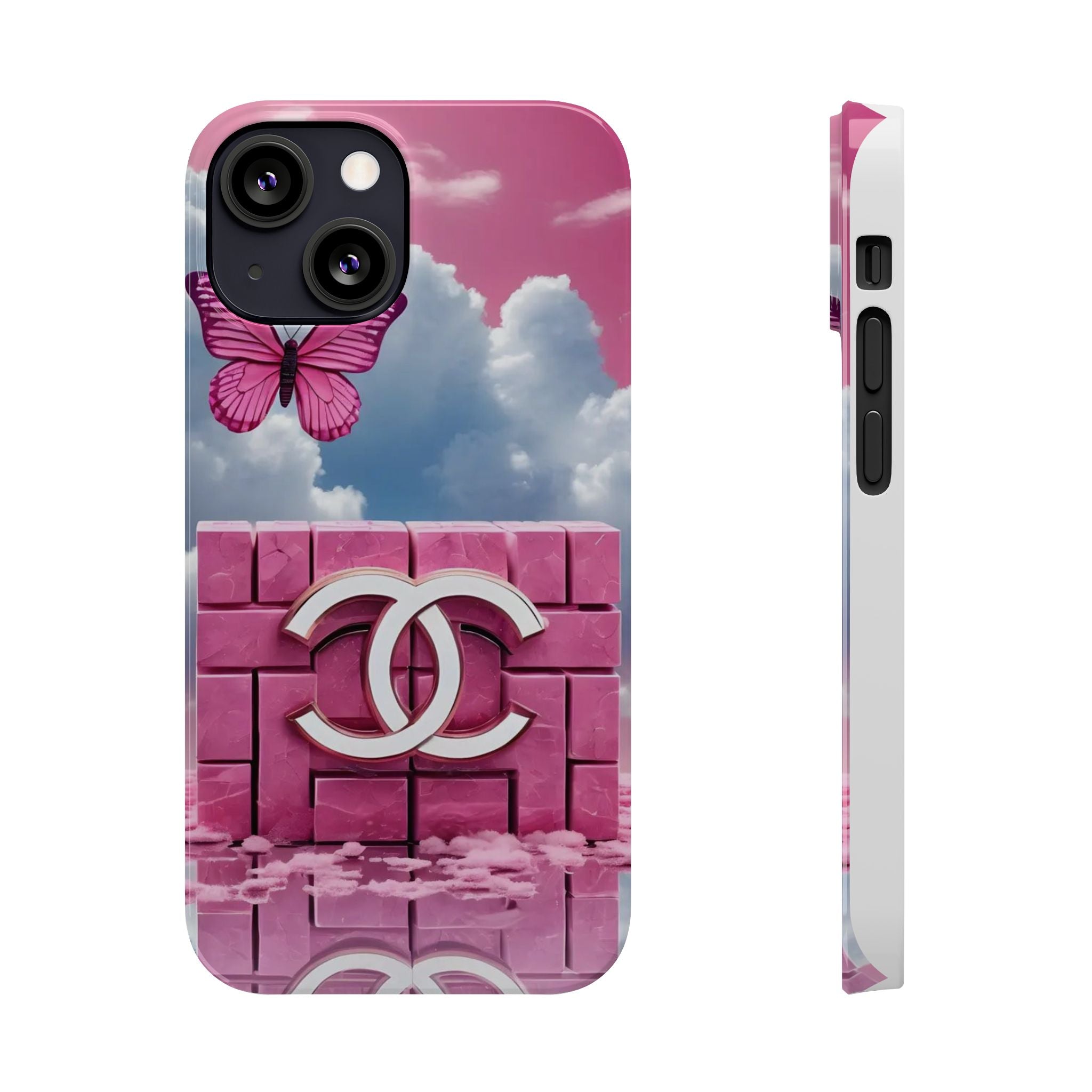 Pink Butterfly Luxe Slim Phone Case — Cloud Sky & Logo Design