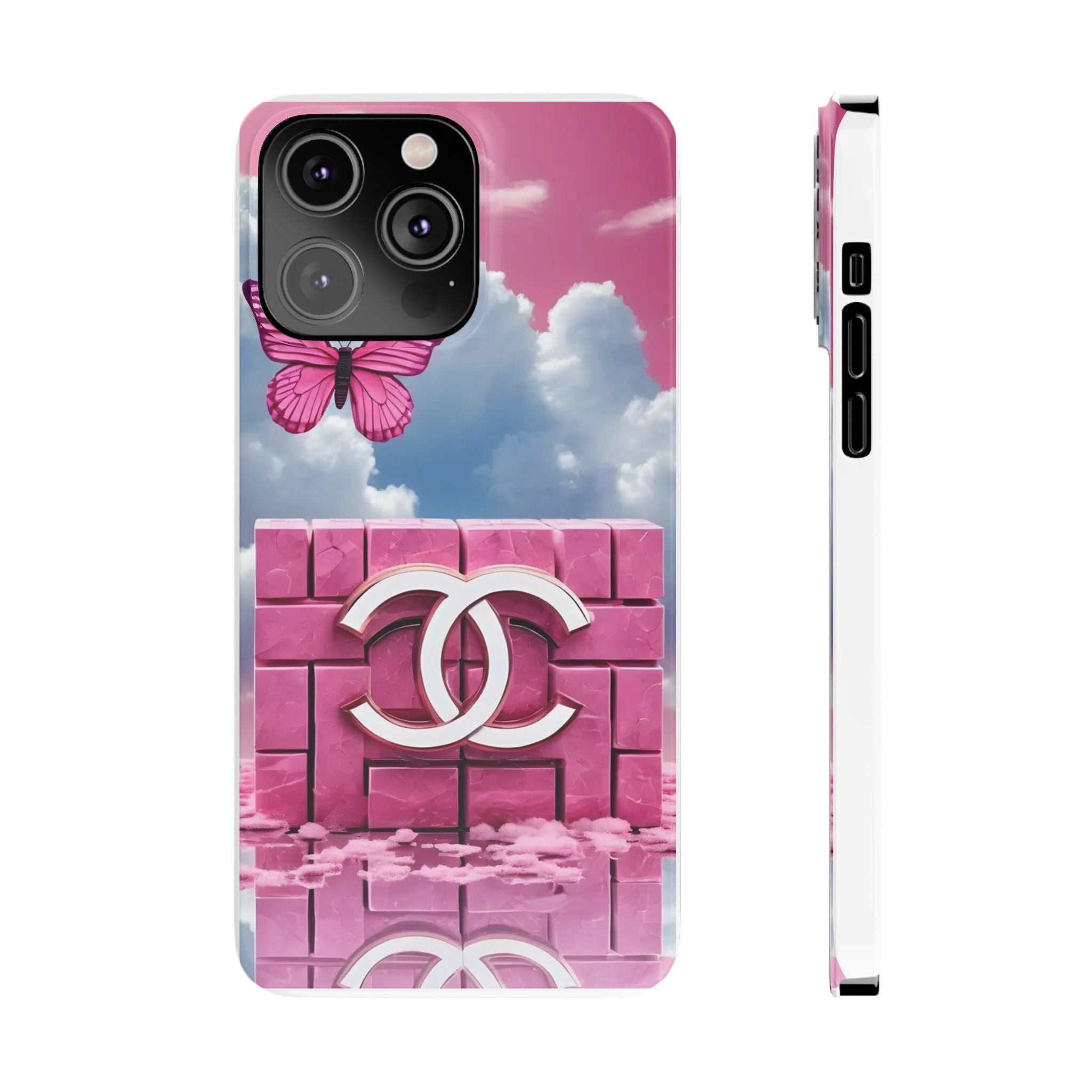 Pink Butterfly Luxe Slim Phone Case — Cloud Sky & Logo Design