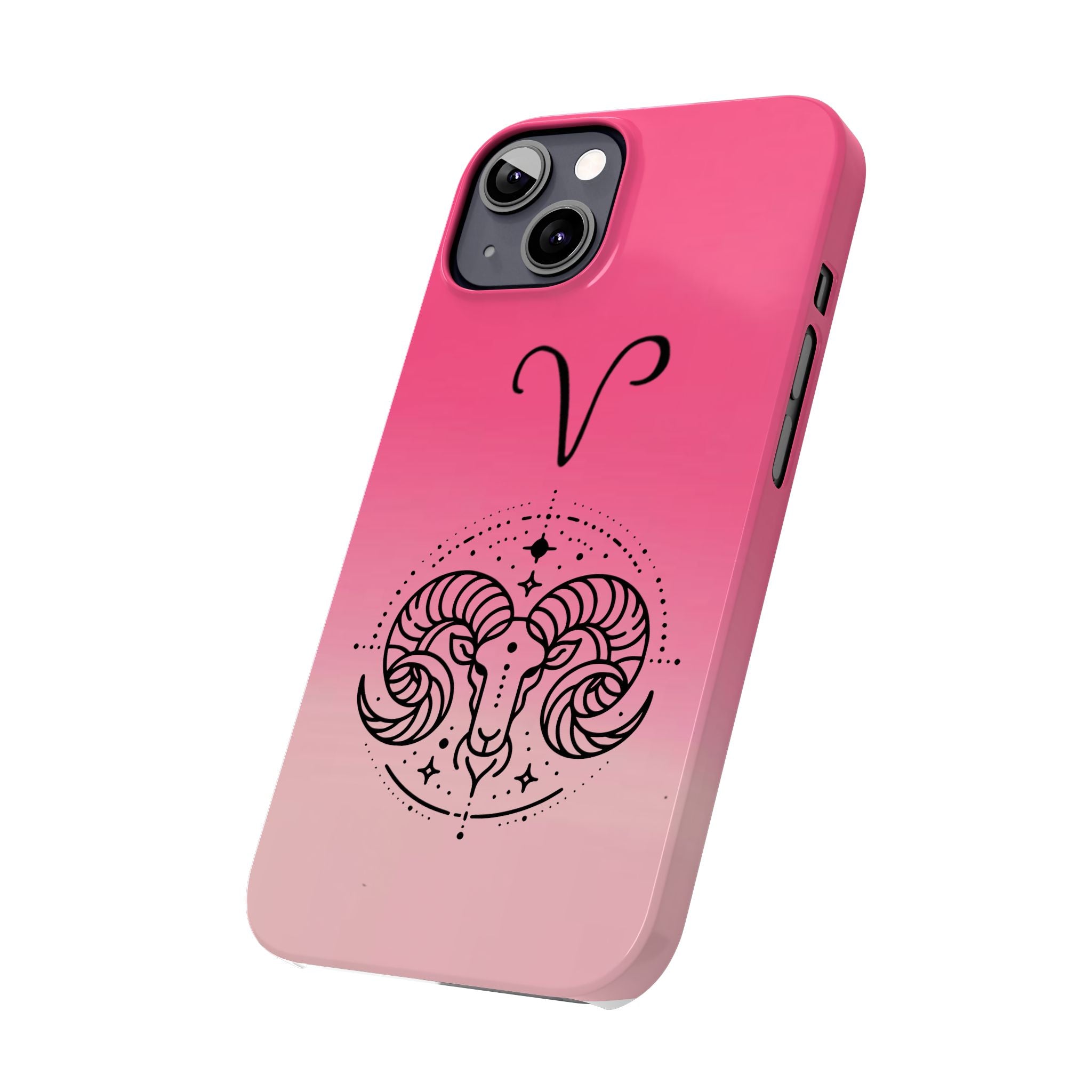 Aries Zodiac Slim Phone Case - Pink Gradient Ram Horoscope Design