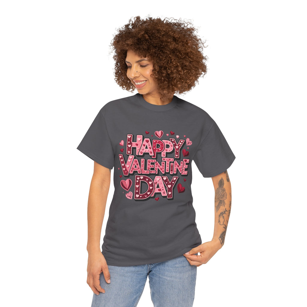 Valentine's Day Tee — 'Happy Valentine Day' Heart Graphic Shirt