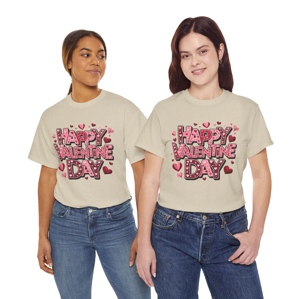 Valentine's Day Tee — 'Happy Valentine Day' Heart Graphic Shirt