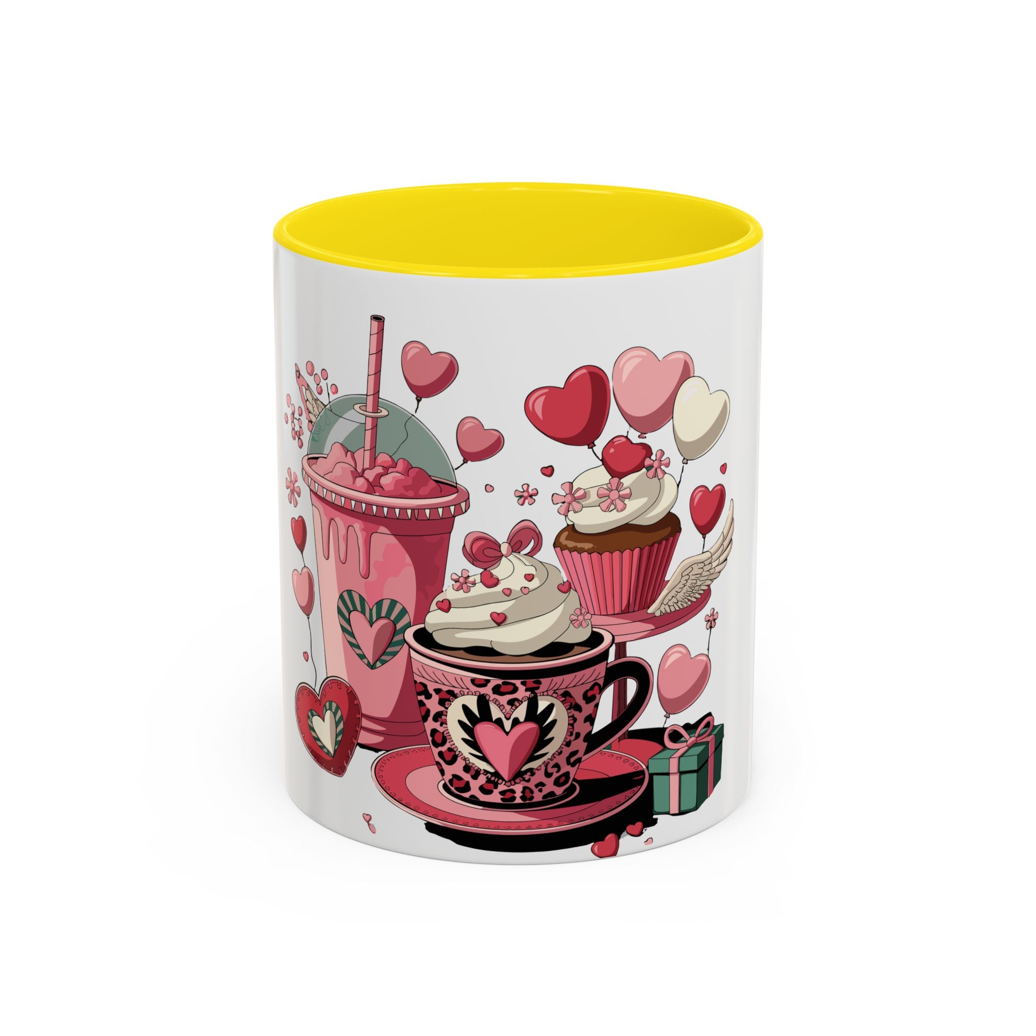 Valentine Dessert Love Accent Coffee Mug — Heart Cupcakes & Sweets 11/15oz