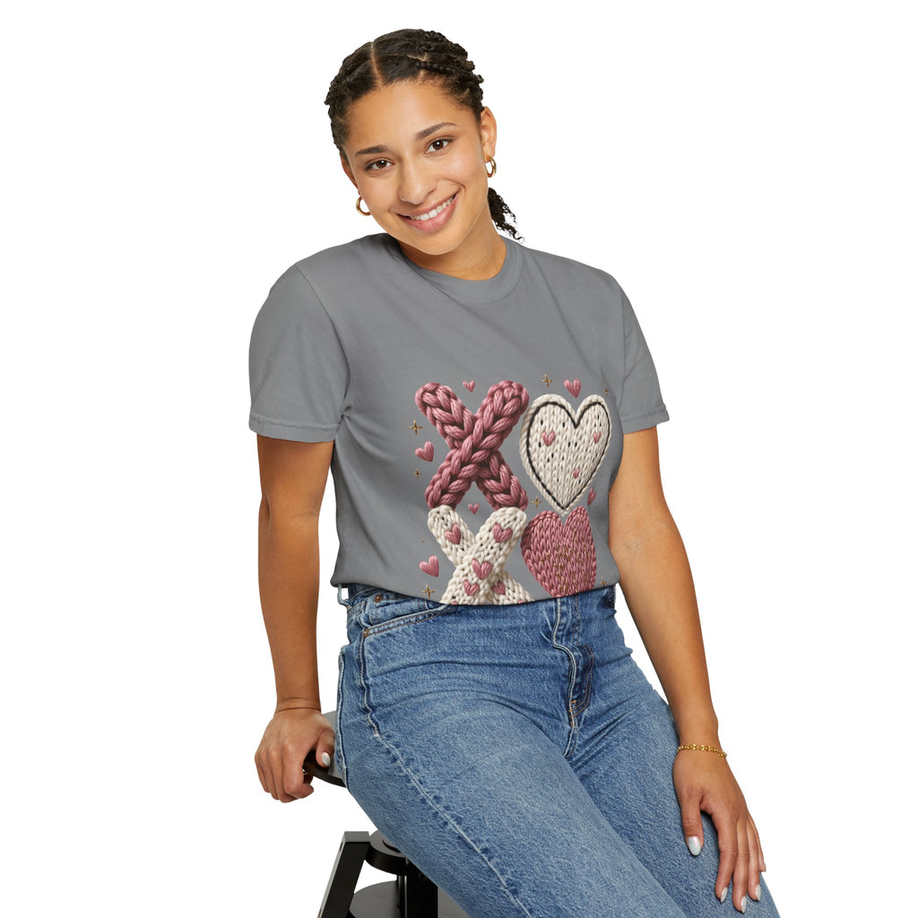 Knit XOXO Hearts T-Shirt — Cozy Valentine’s Day Love Tee
