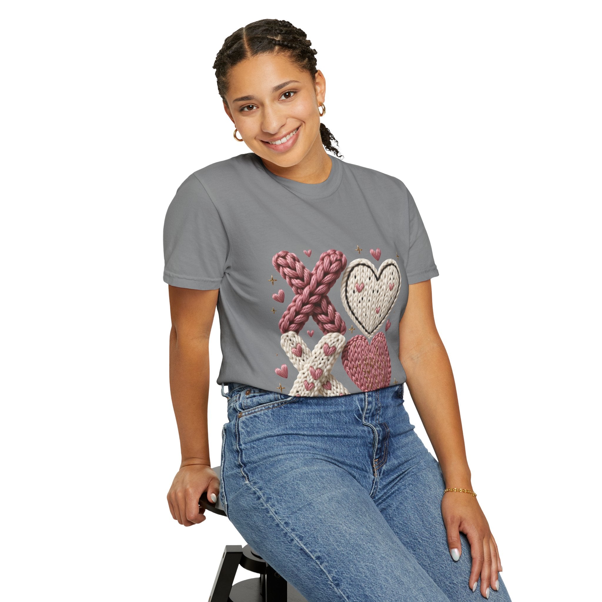 Knit XOXO Hearts T-Shirt — Cozy Valentine’s Day Love Tee
