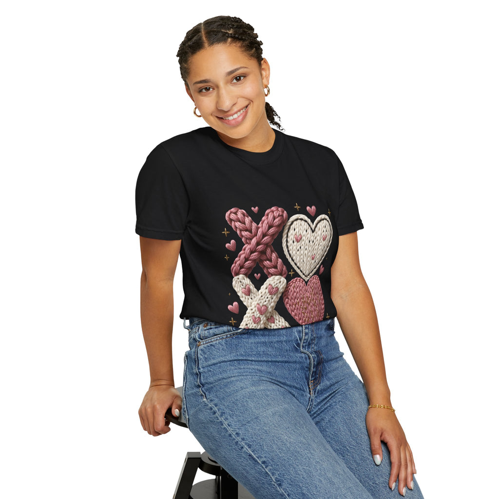 Knit XOXO Hearts T-Shirt — Cozy Valentine’s Day Love Tee