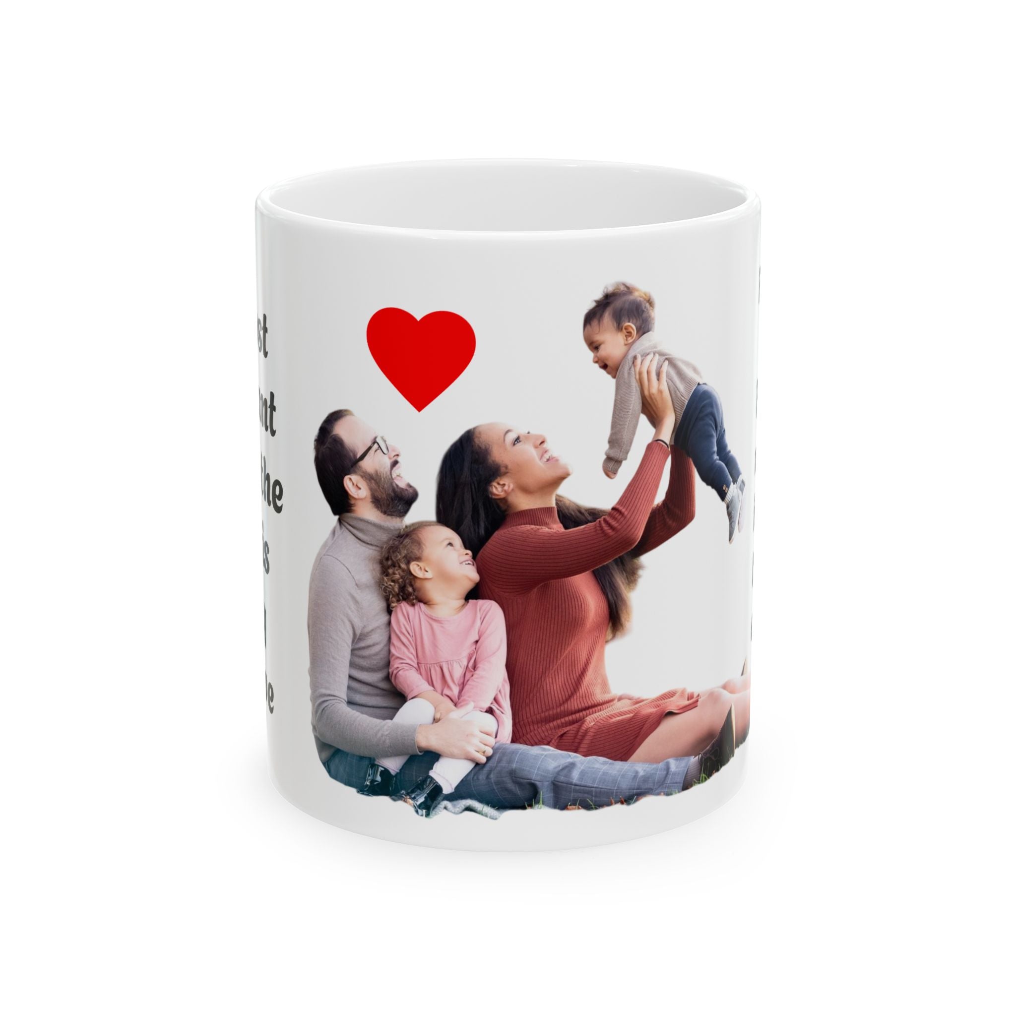 Family Photo Ceramic Mug - Personalized Photo Coffee Cup with Heart Accent (11oz, 15oz)