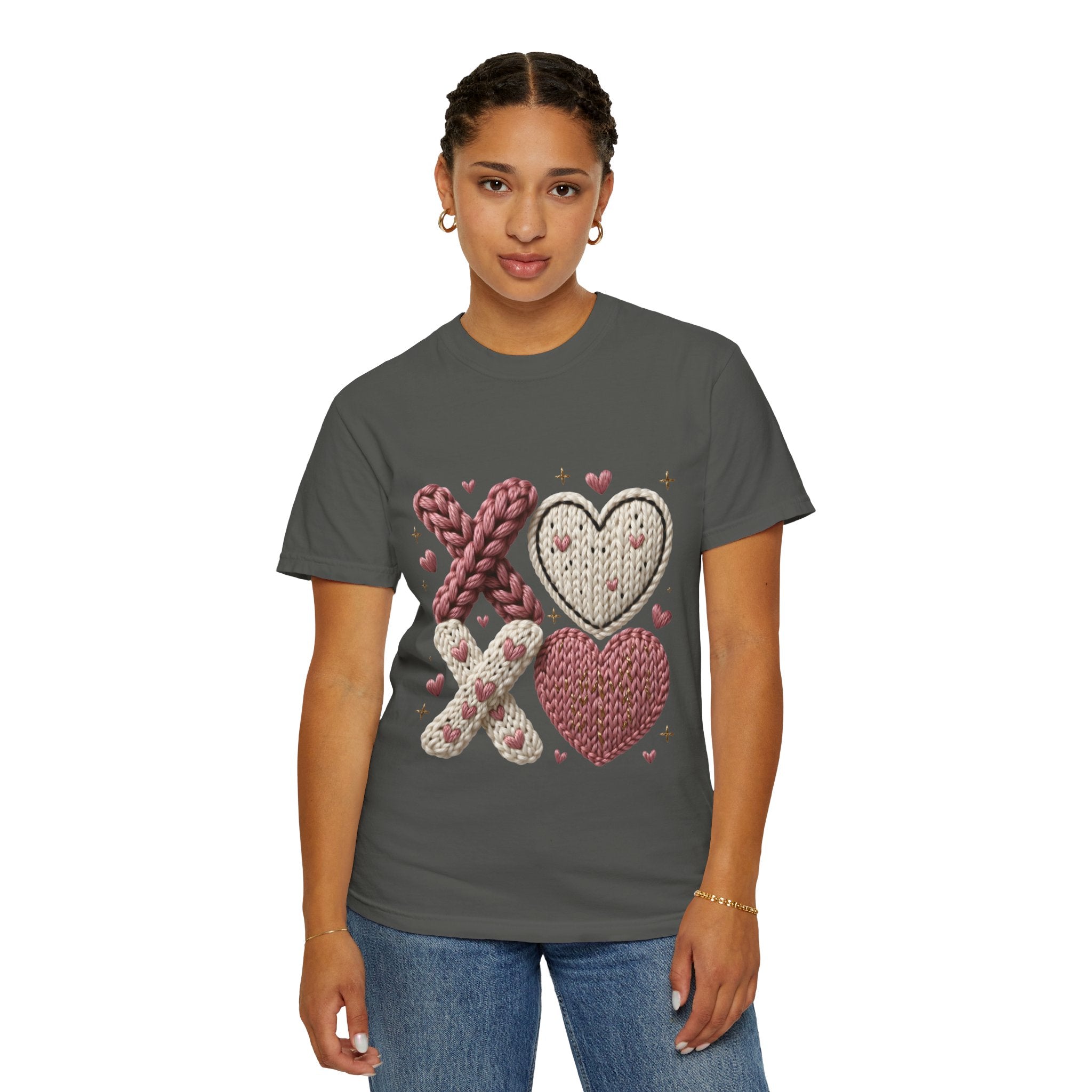 Knit XOXO Hearts T-Shirt — Cozy Valentine’s Day Love Tee