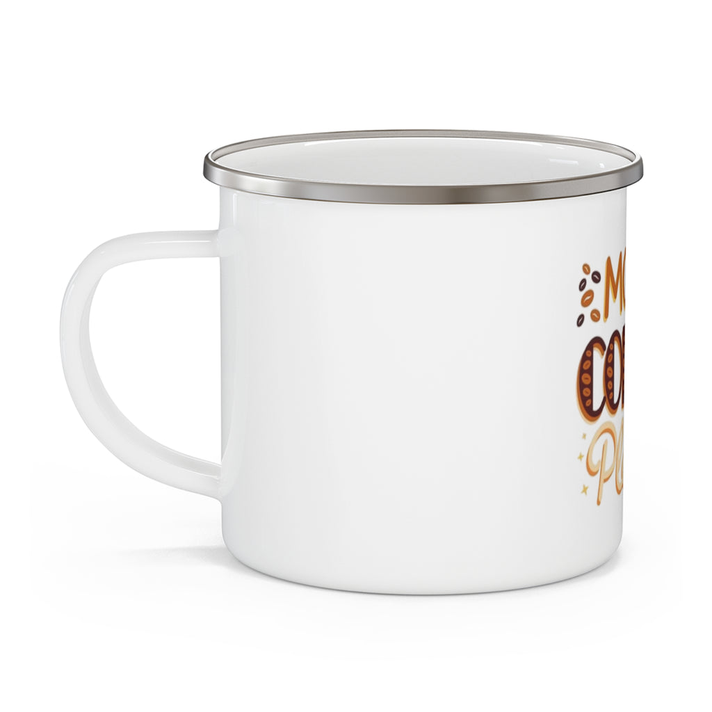 Enamel Camping Mug — 'More Coffee Please' Rustic Camper Coffee Cup